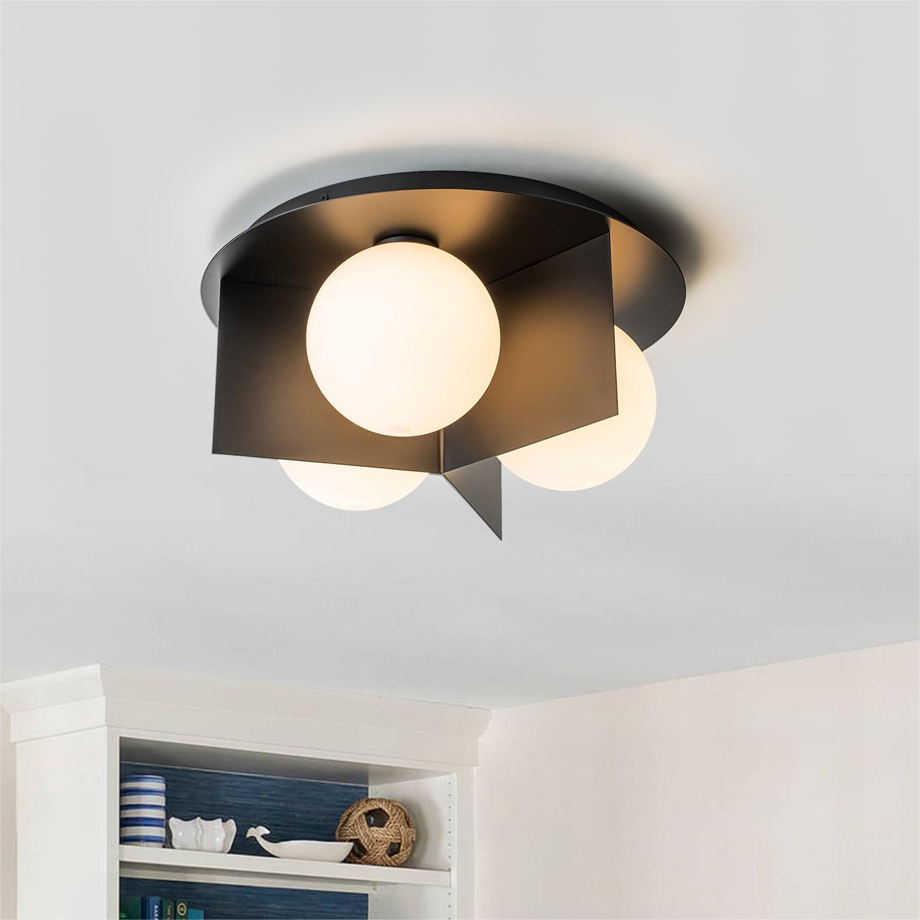 Glowlings 3 Light 16 Wide Modern Orbel Opal Glass Flush Mount