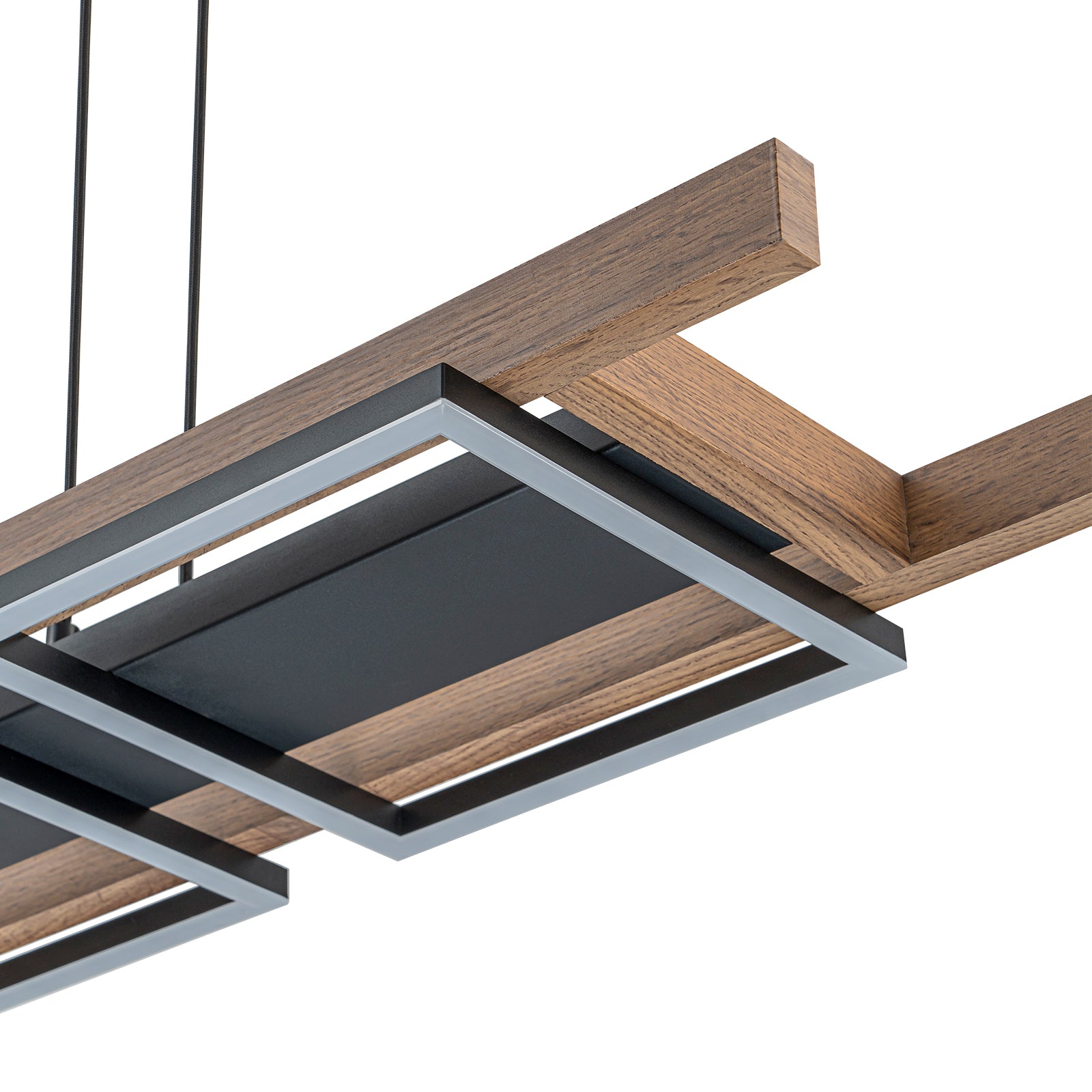 Glowlings 3-Light 47“Wide Rectangle LED Linear Wood Pendant Light Island Light
