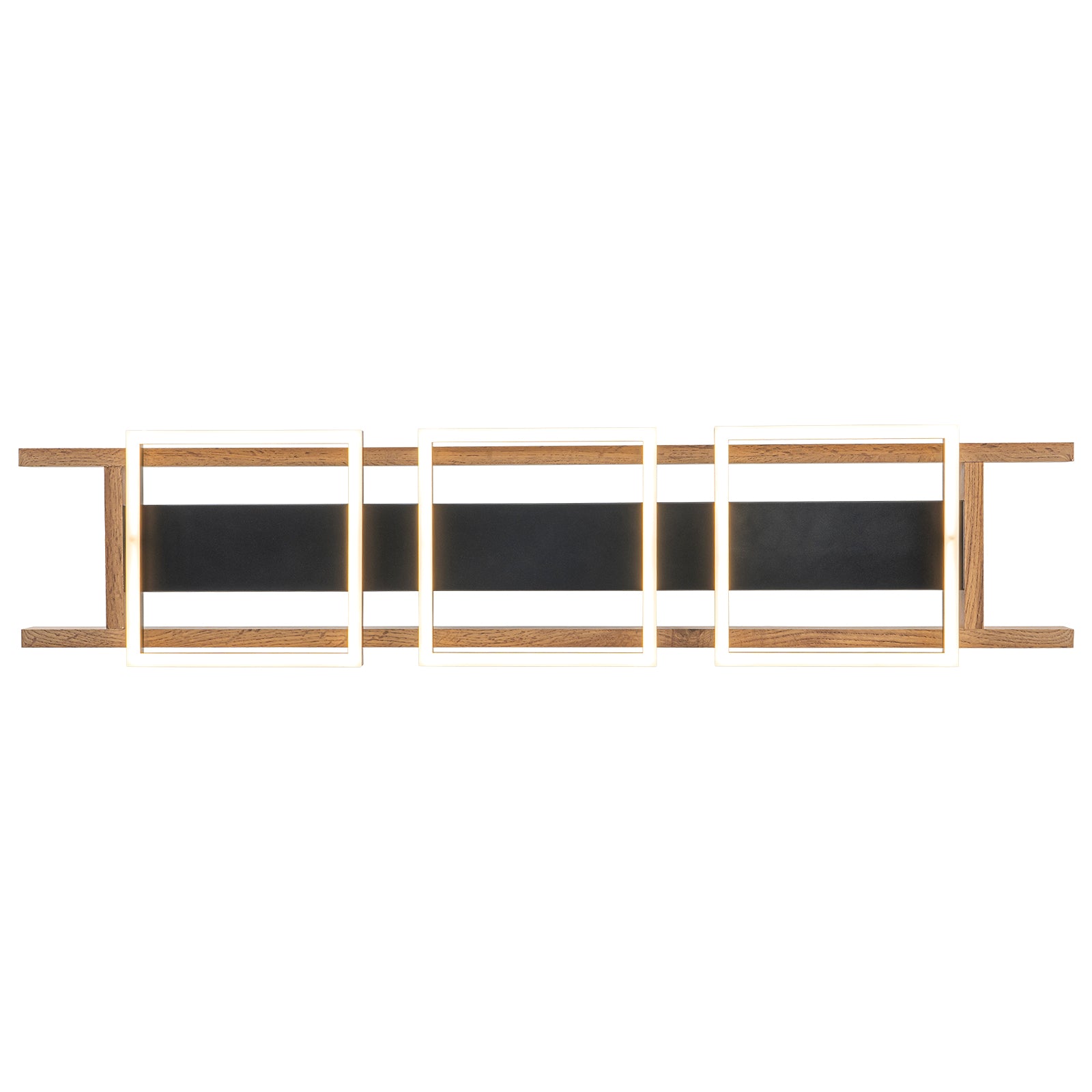 Glowlings 3-Light 47“Wide Rectangle LED Linear Wood Pendant Light Island Light