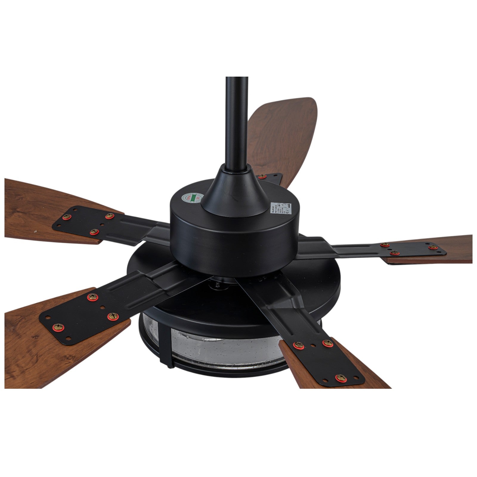 Glowlings 3-Light Rustic Large Seeded Glass Shade Wood Blades Ceiling Fan with Lights 6-Speed Quiet Motor