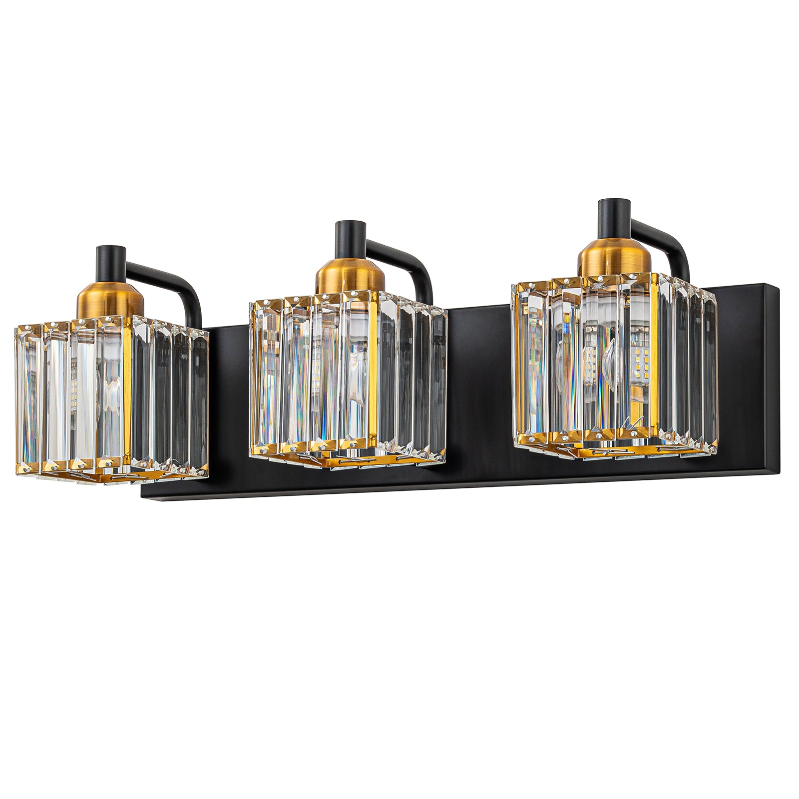 Glowlings 2/3/4/5-Light Modern Sqaure Crystal Bath Vanity Wall Sconce Bathroom Lighting Source