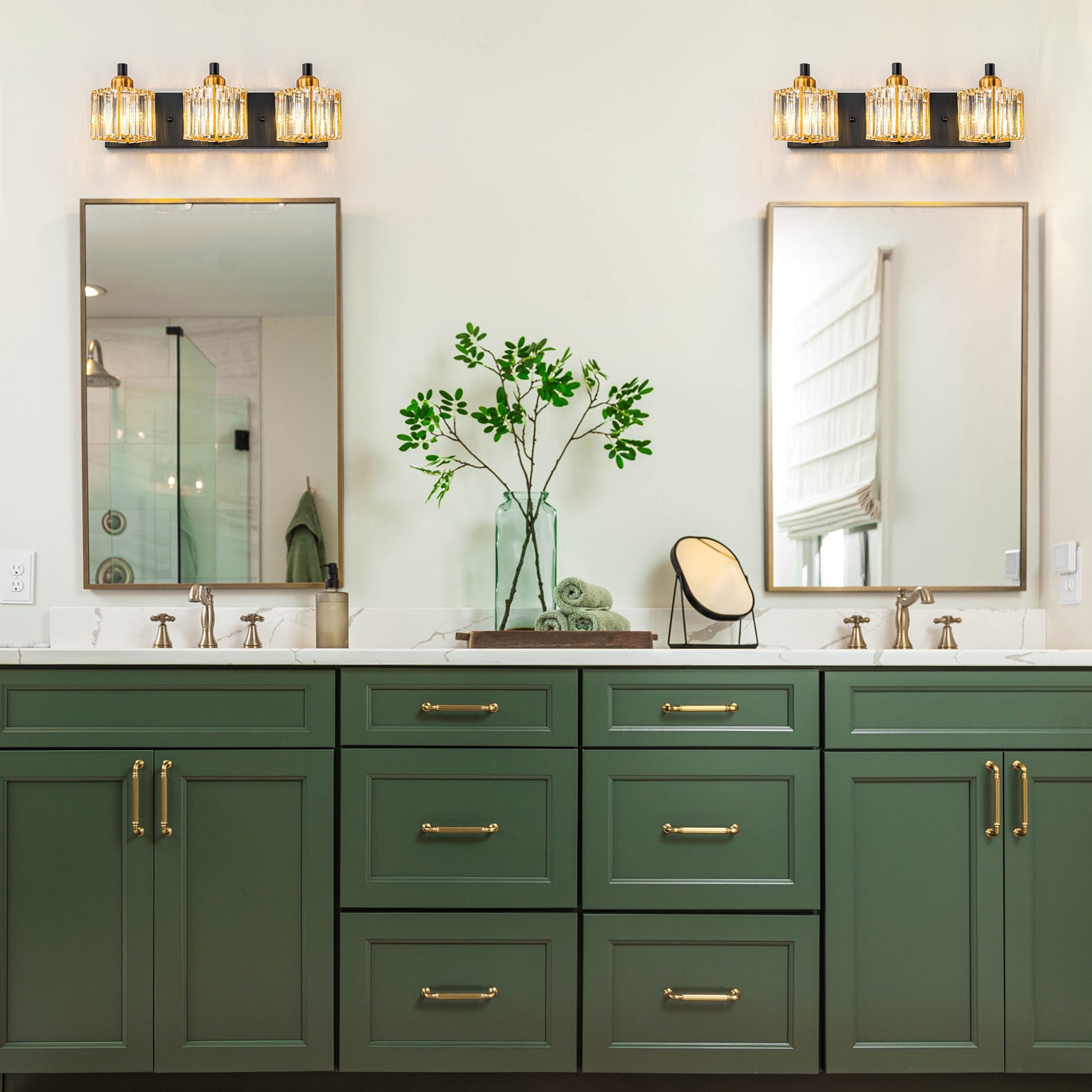 Glowlings 2/3/4/5-Light Modern Sqaure Crystal Bath Vanity Wall Sconce Bathroom Lighting Source