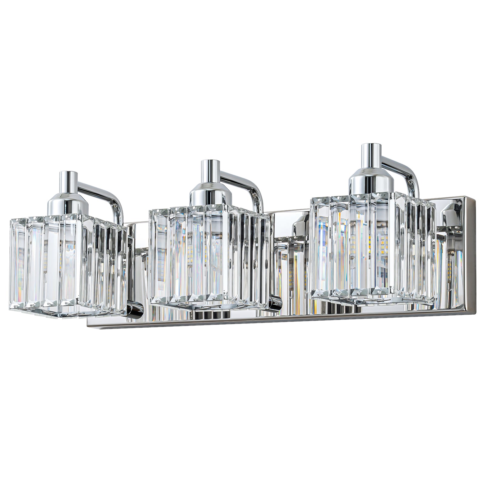 Glowlings 2/3/4/5-Light Modern Sqaure Crystal Bath Vanity Wall Sconce Bathroom Lighting Source