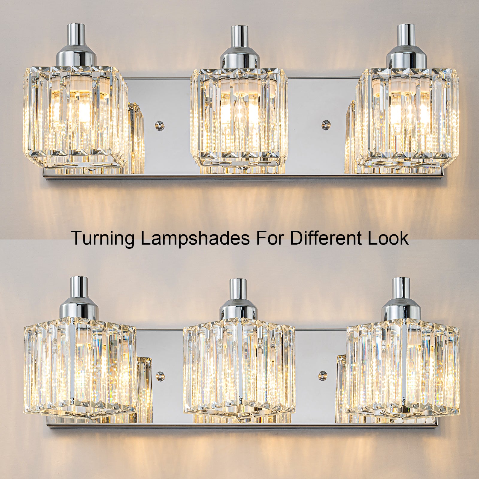 Glowlings 2/3/4/5-Light Modern Sqaure Crystal Bath Vanity Wall Sconce Bathroom Lighting Source