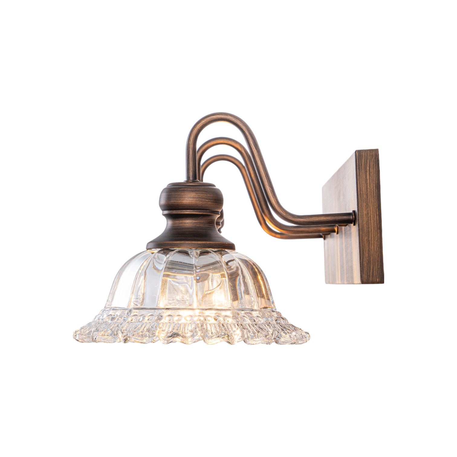 Glowlings 3/4-Light Vintage Antique Bronze Clear Glass Flower Shaped Bathroom Vanity Light