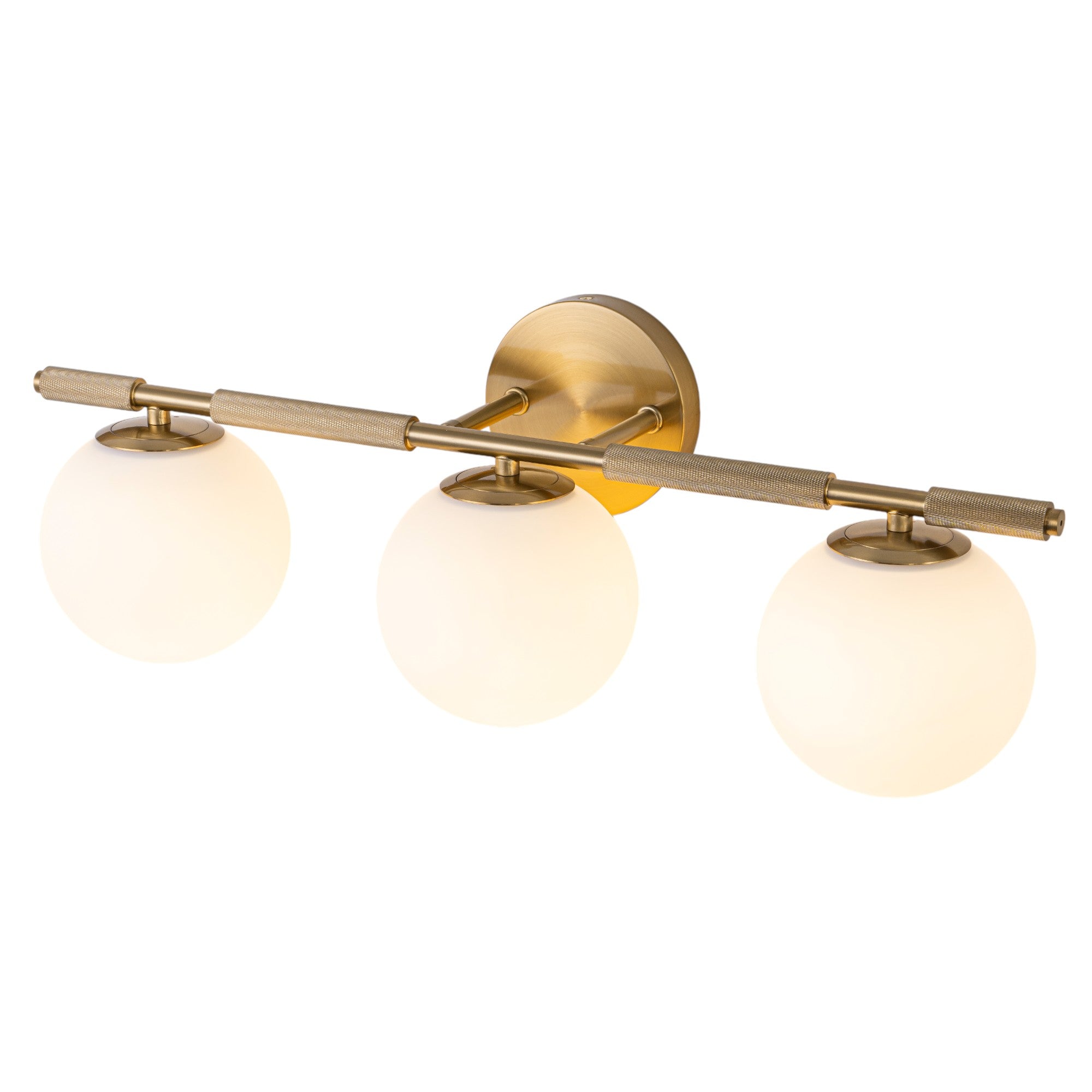 Glowlings 3-Light Vintage Antique Copper Globe Opal Glass Bathroom Vanity Light