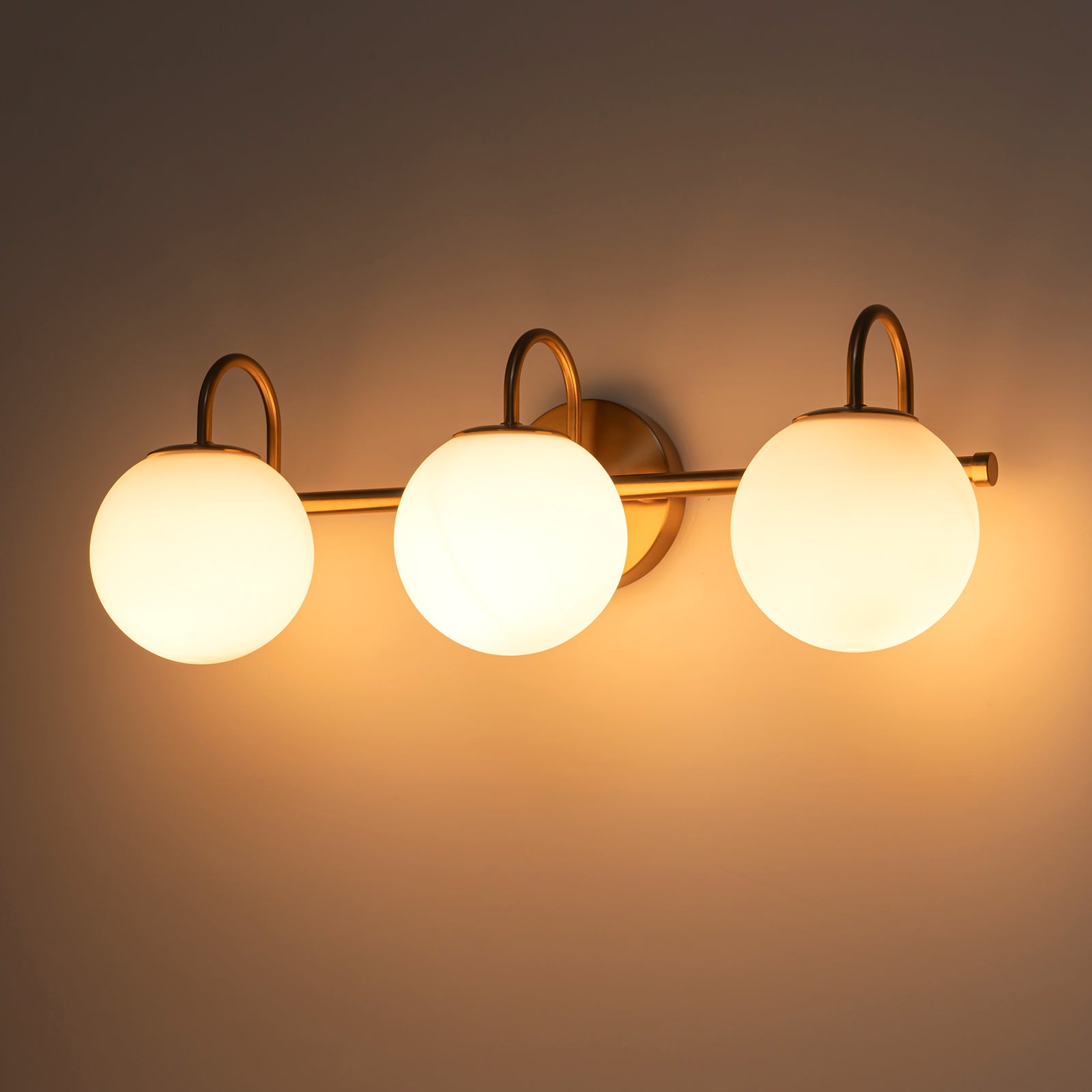 Glowlings 3/4-Light Vintage Antique Copper Opal Glass Bathroom Vanity Light Over Mirror