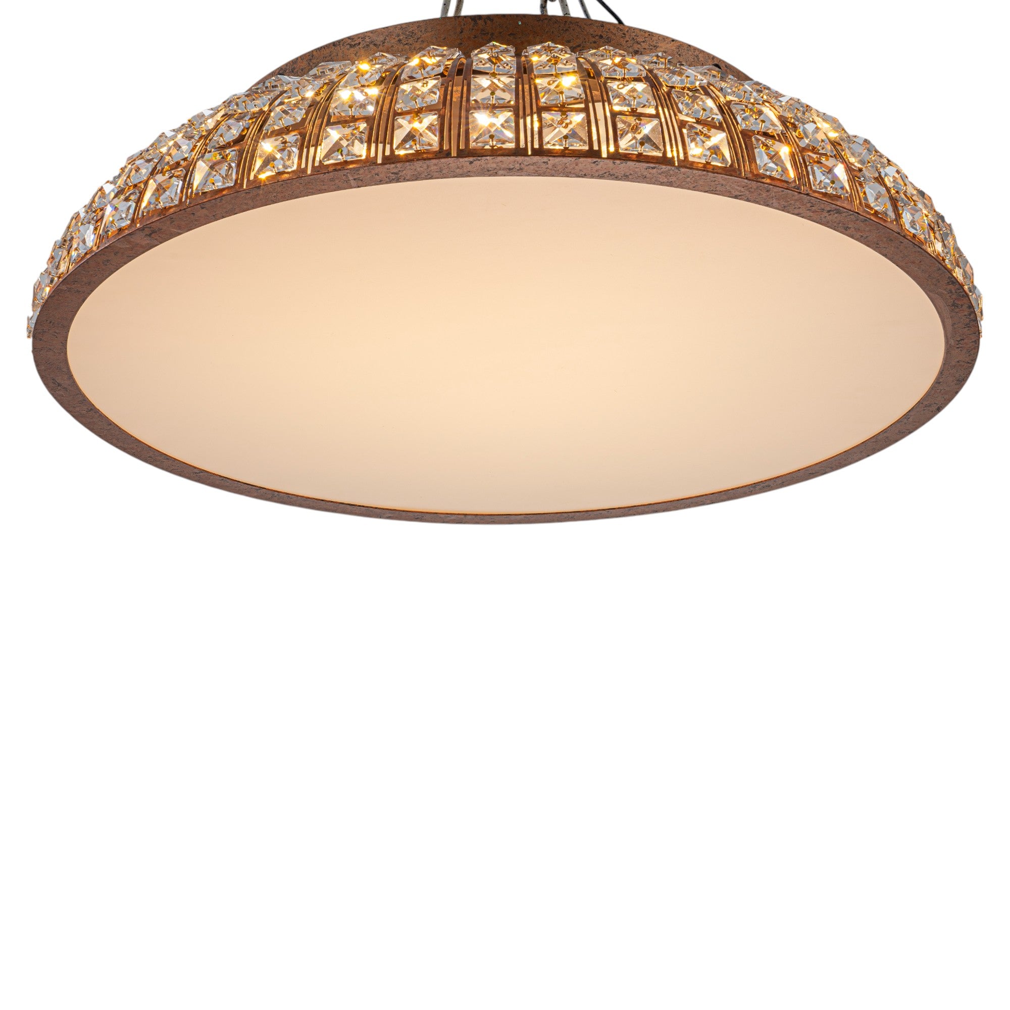 Glowlings 3-Light Vintage 22"Wide Dome Antique Brass LED Crystal Flush Mount Ceiling Light