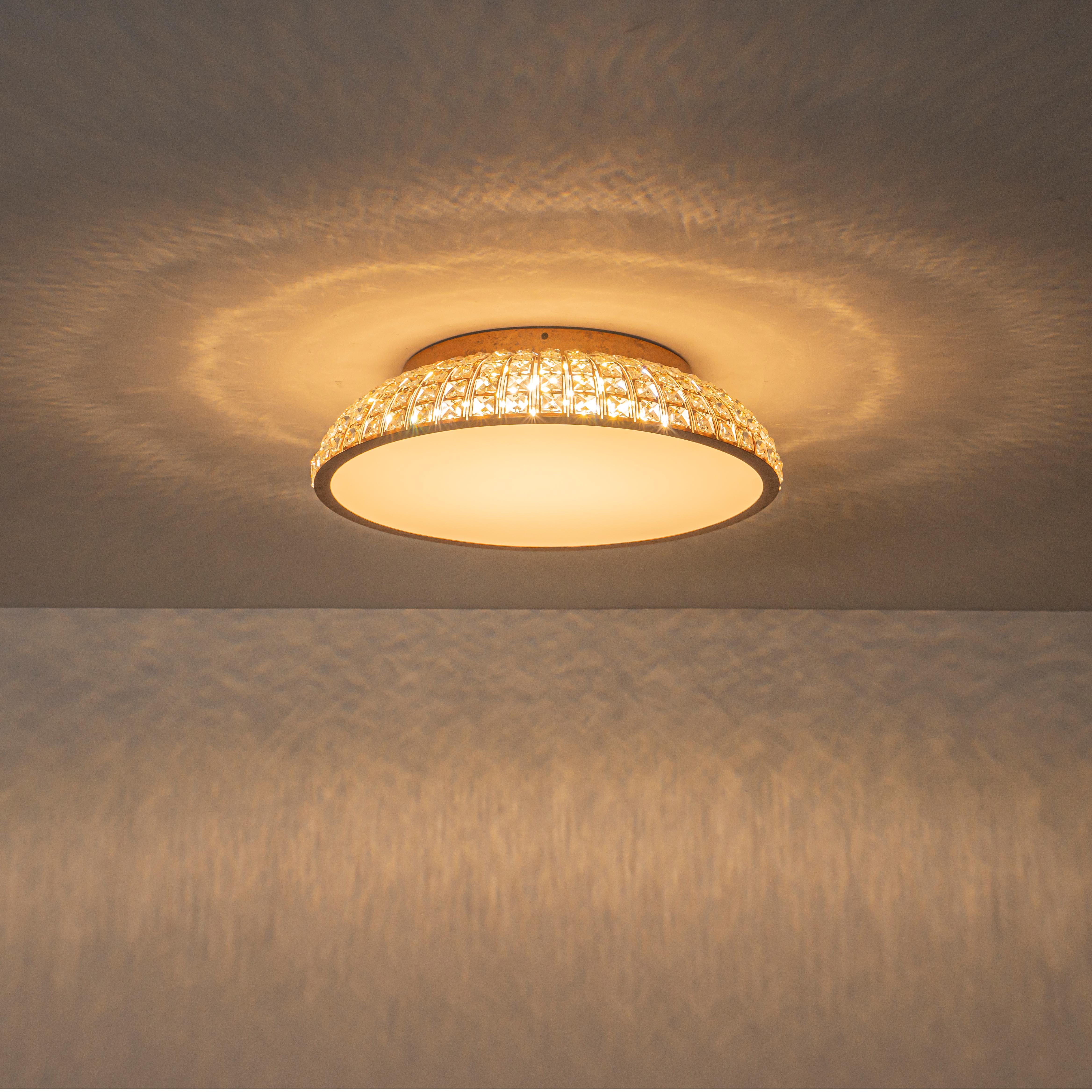 Glowlings 3-Light Vintage 22"Wide Dome Antique Brass LED Crystal Flush Mount Ceiling Light