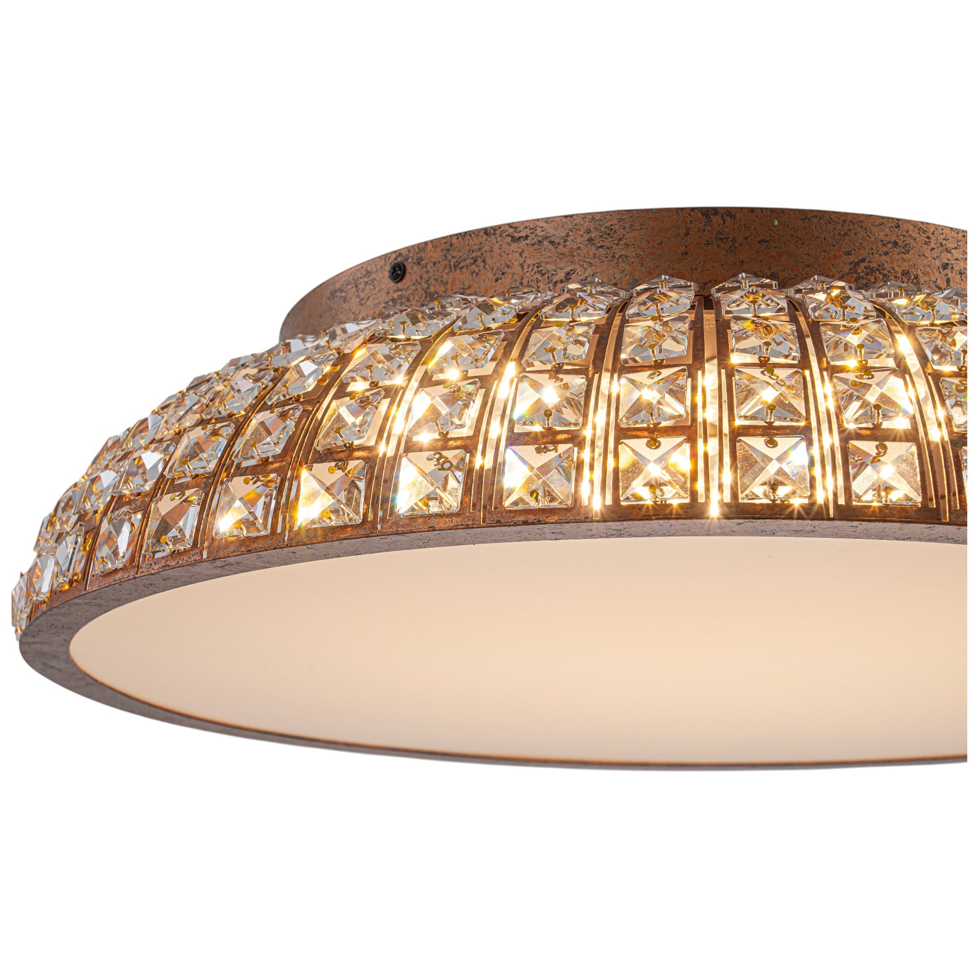 Glowlings 3-Light Vintage 22"Wide Dome Antique Brass LED Crystal Flush Mount Ceiling Light