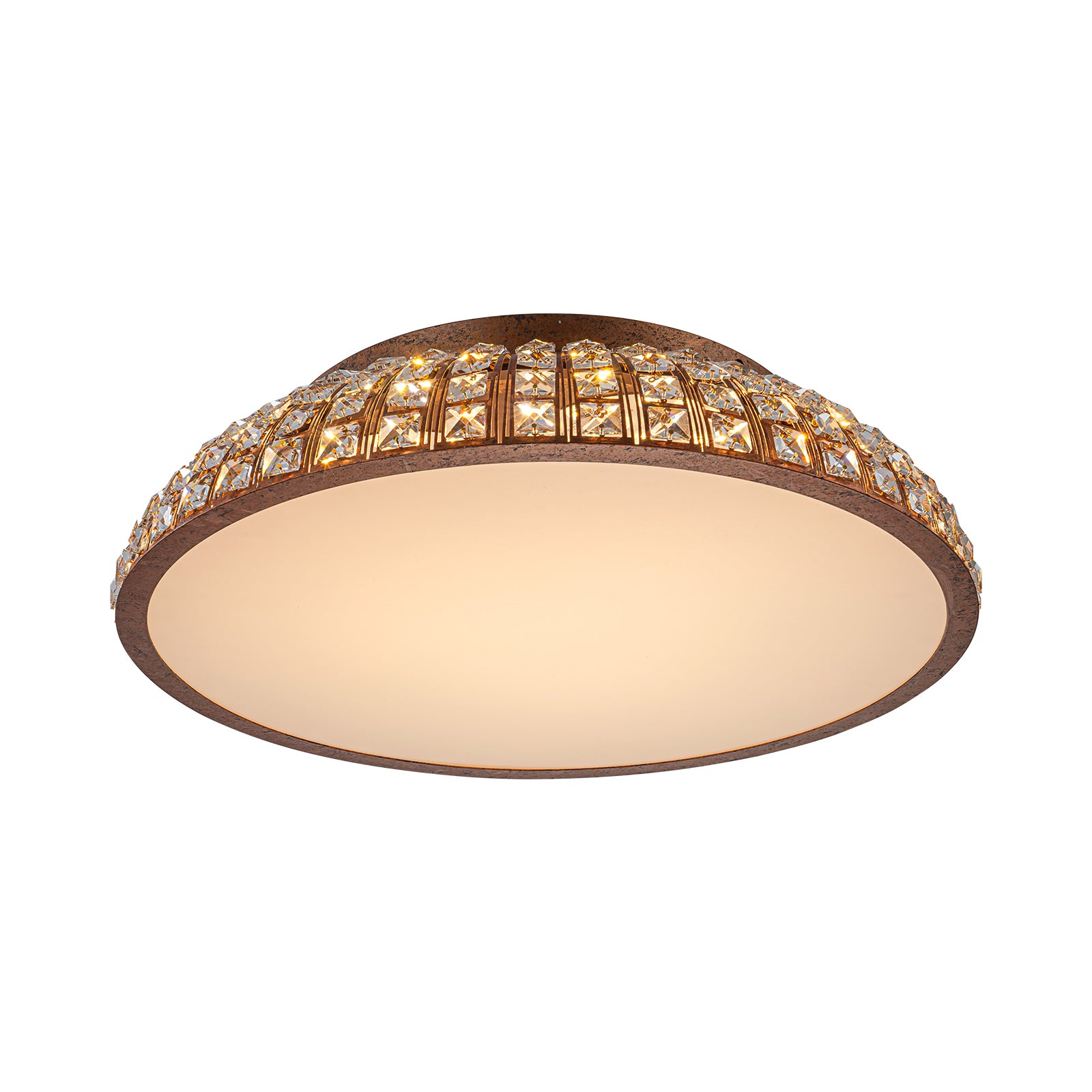 Glowlings 3-Light Vintage 22"Wide Dome Antique Brass LED Crystal Flush Mount Ceiling Light