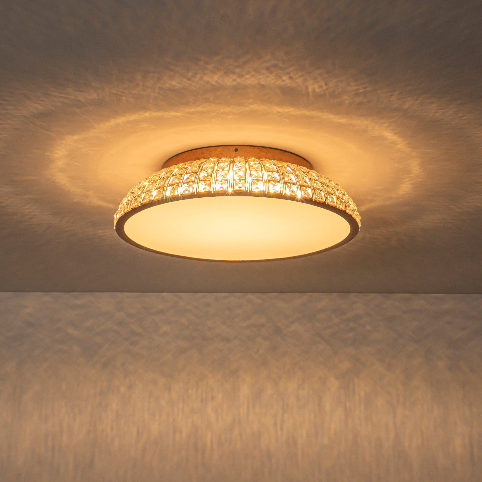 Glowlings 3-Light Vintage 22"Wide Dome Antique Brass LED Crystal Flush Mount Ceiling Light