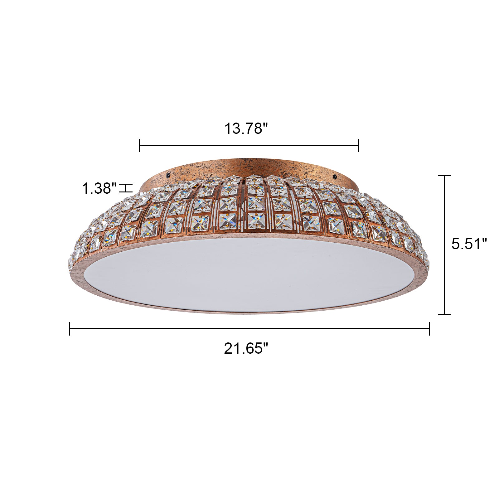 Glowlings 3-Light Vintage 22"Wide Dome Antique Brass LED Crystal Flush Mount Ceiling Light
