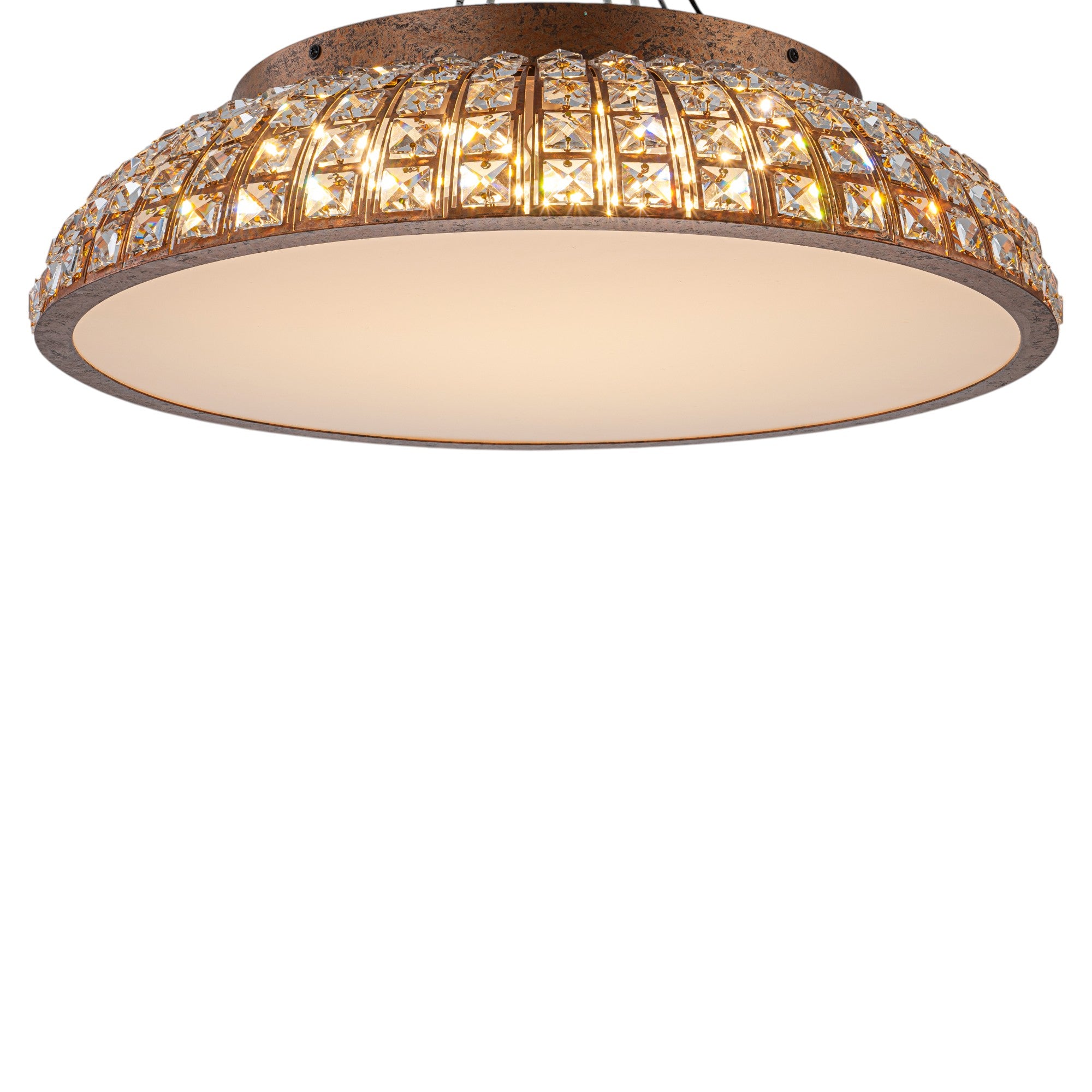 Glowlings 3-Light Vintage 22"Wide Dome Antique Brass LED Crystal Flush Mount Ceiling Light