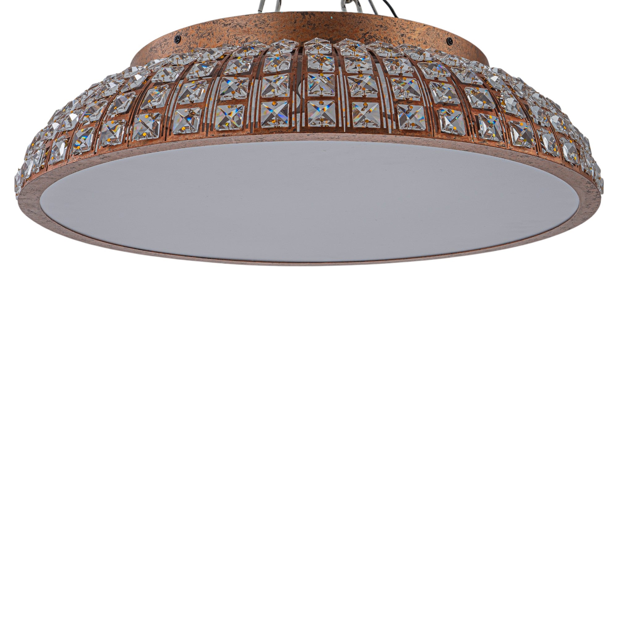 Glowlings 3-Light Vintage 22"Wide Dome Antique Brass LED Crystal Flush Mount Ceiling Light