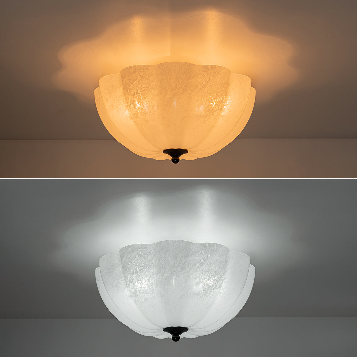 Glowlings 3-Light Vintage 16"Wide Frosted Cloud/Opal Glass Semi-Flush Mount Ceiling Light