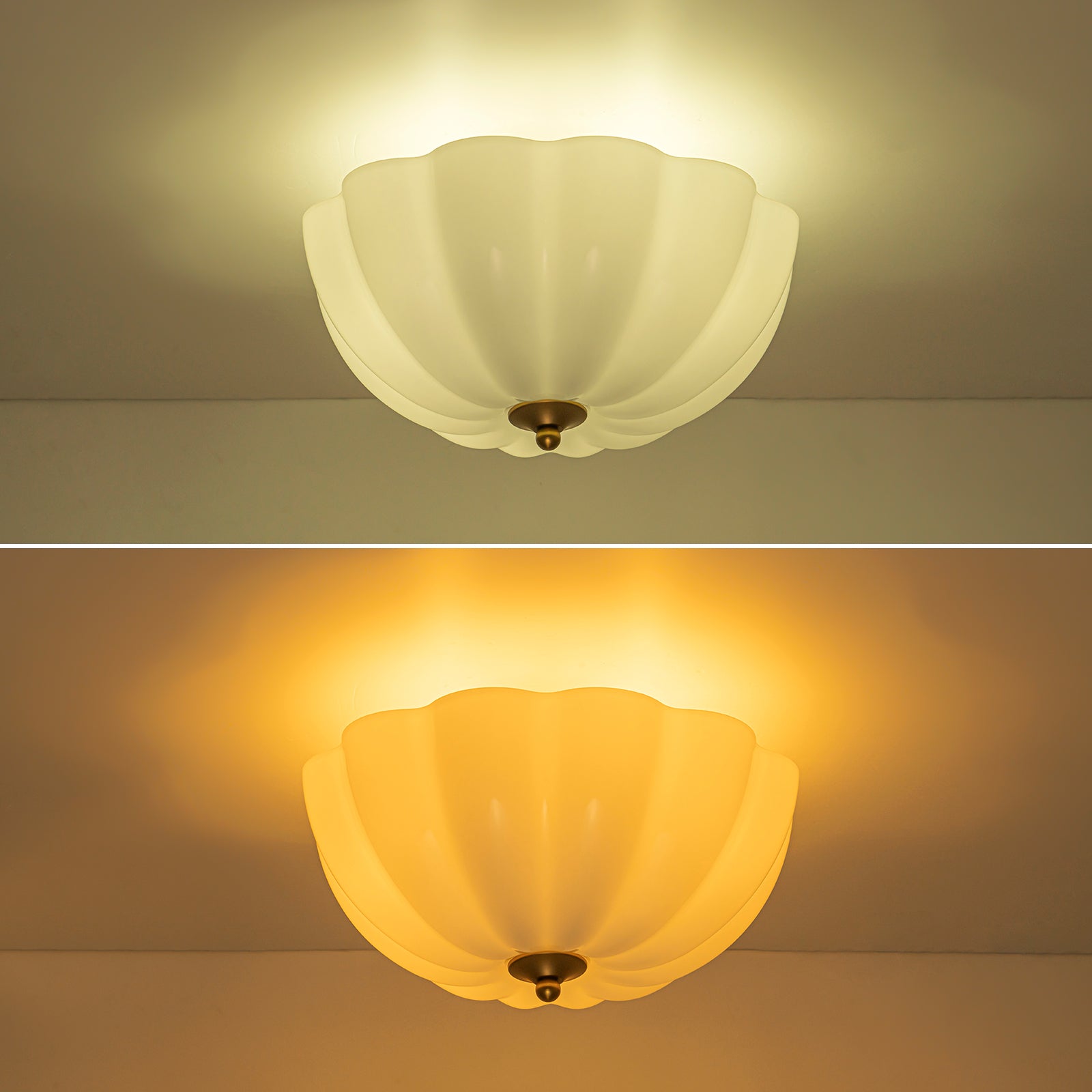 Glowlings 3-flammige Vintage-Deckenleuchte, 40,6 cm breit, mattiertes Wolkenglas, halbbündige Montage