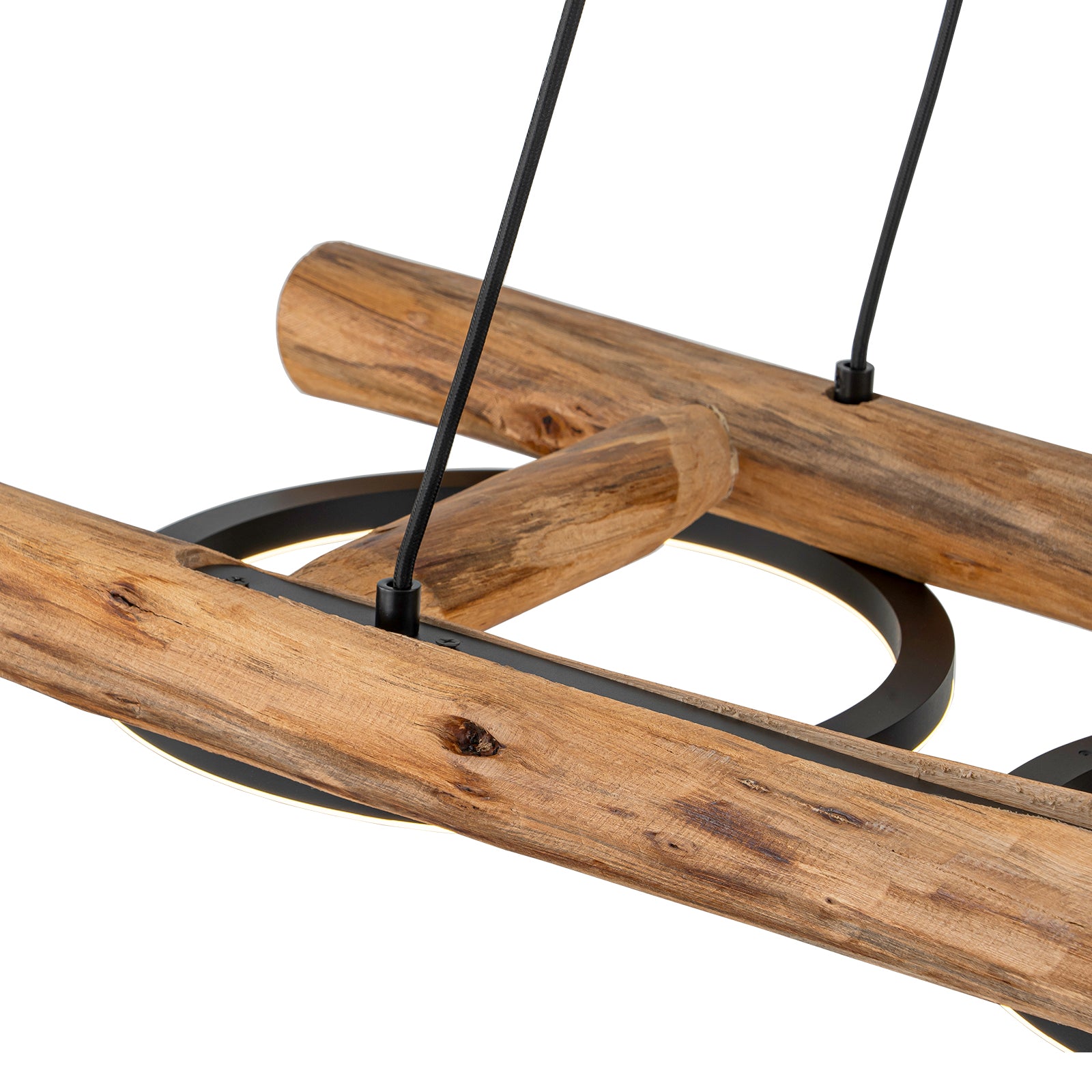 Glowlings 3-Light Vintage 43"Wide Rectangular LED Linear Wooden Pendant Light Island Light