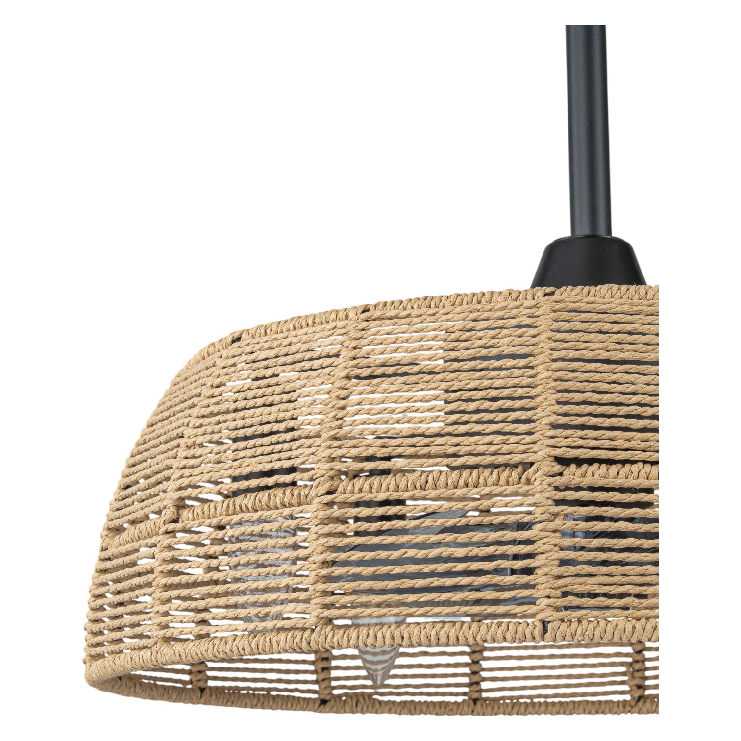 Glowlings 4-Light Boho Handwoven Natural Rope Shade Semi Flush Mount Ceiling Fan with Light for Low Ceilings