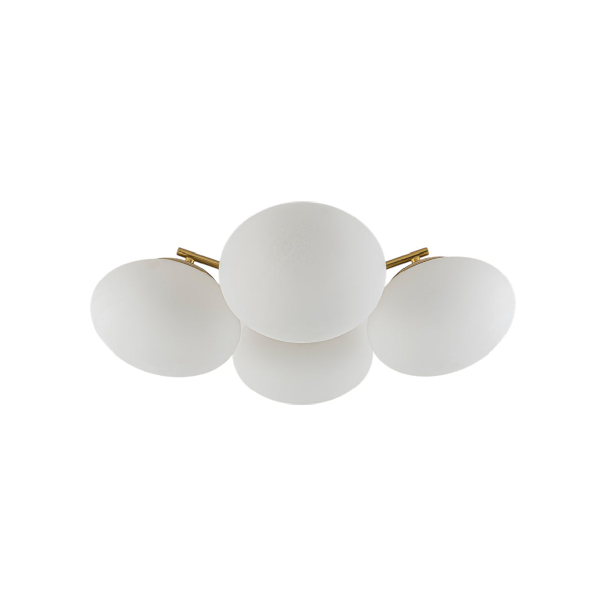Glowlings Modern 4-Light Brass Gold Sputnik Semi Flush Mount Ceiling Light, Frosted Opal Glass Globe Shade