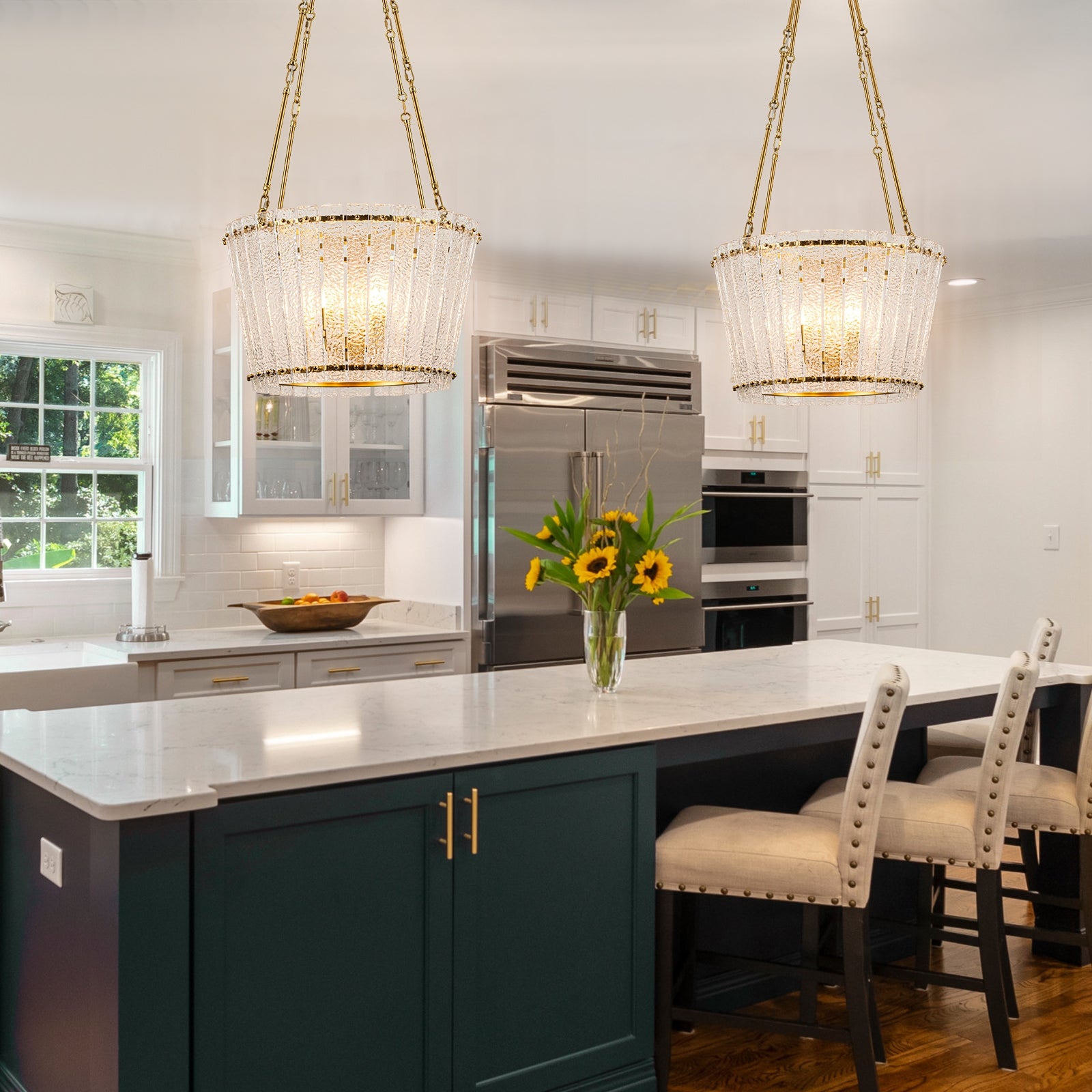 Gold drum light fixture best sale