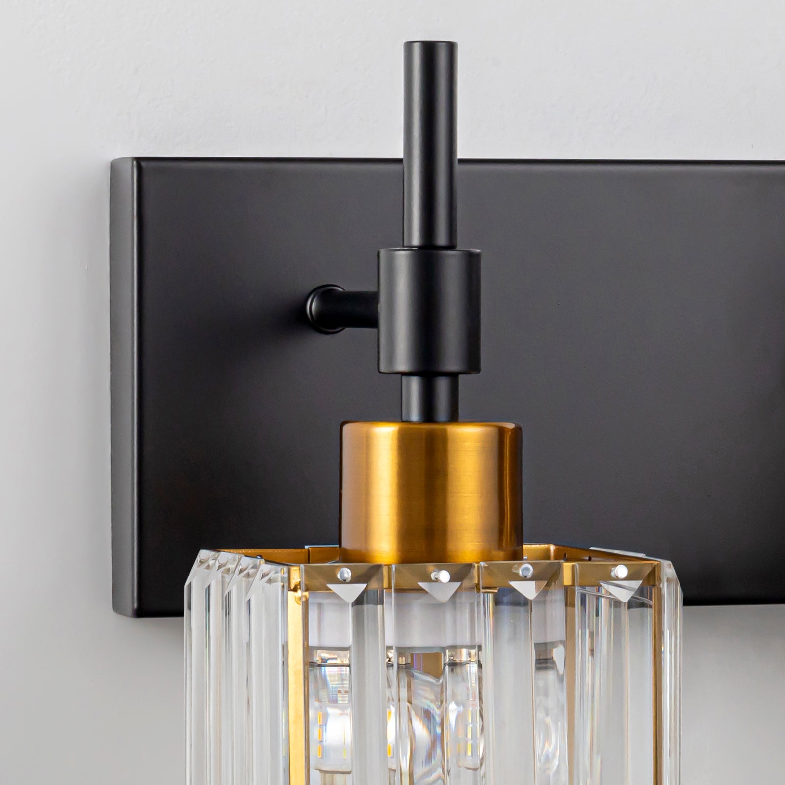 Glowlings 4-Light Dimmable Pole Square Crystal Bath Vanity Light for Bathroom