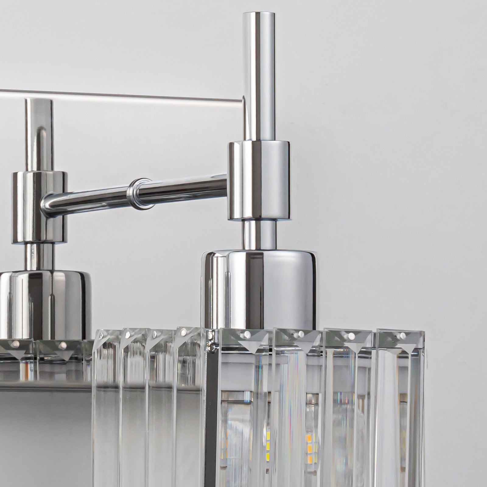 Glowlings 4-Light Dimmable Pole Square Crystal Bath Vanity Light for Bathroom