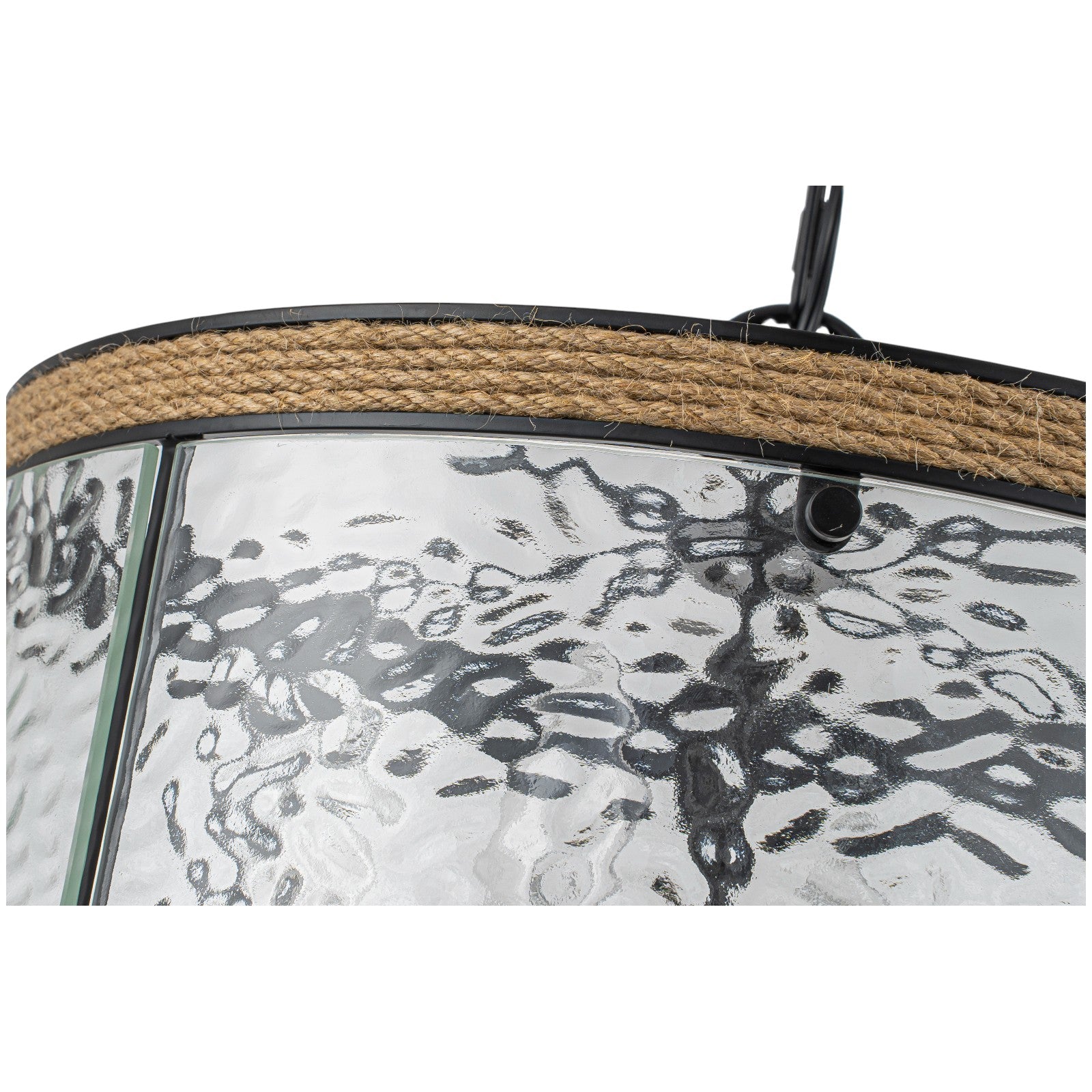 Glowlings 4-Light Farmhouse 16"Wide Drum Natural Rope Clear Hammered Glass Chandelier