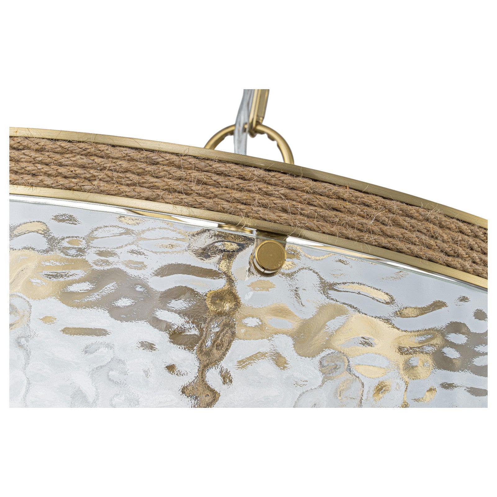 Glowlings 4-Light Farmhouse 16"Wide Drum Natural Rope Clear Hammered Glass Chandelier