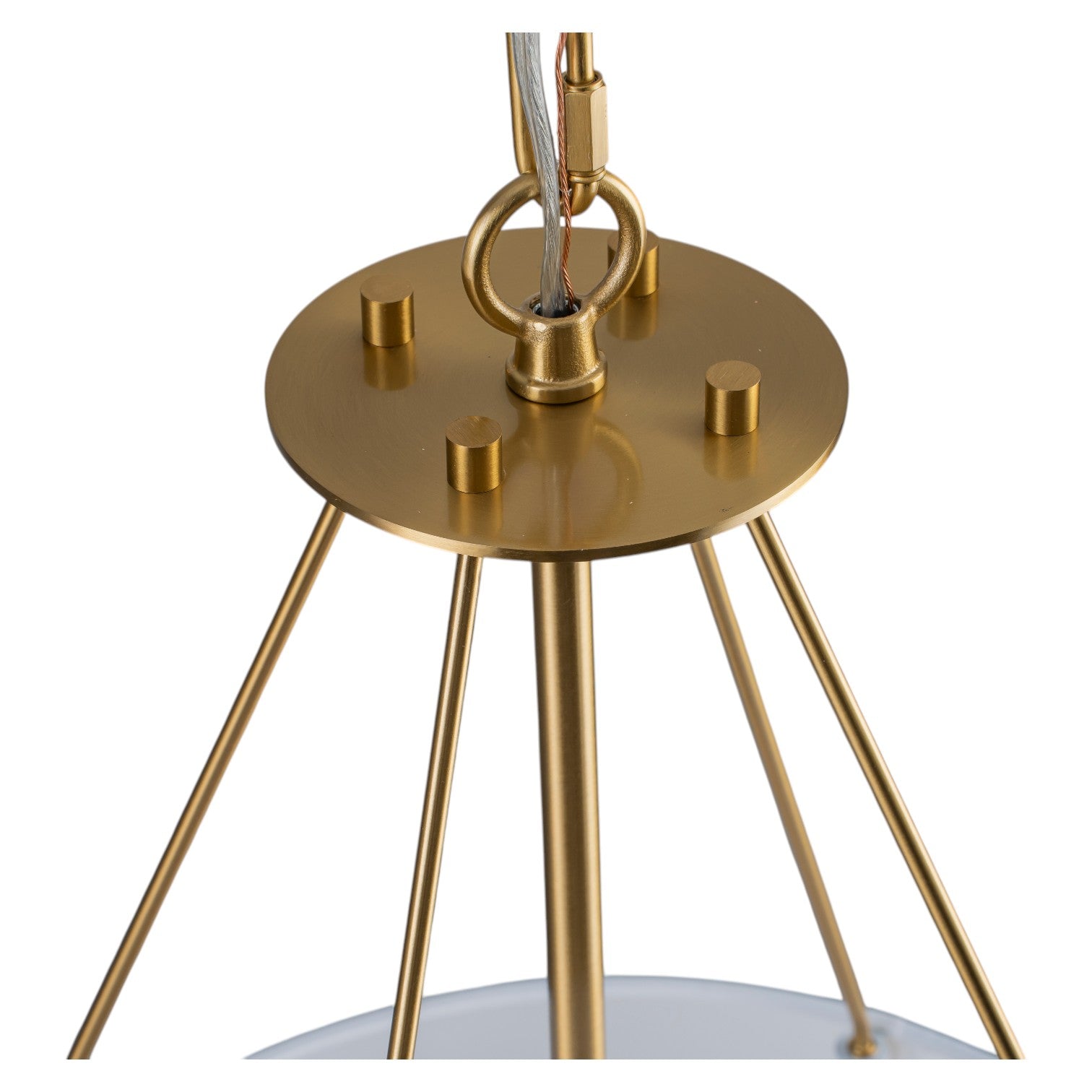 Glowlings 4-Light Farmhouse Large Brushed Brass Tapered Chandelier with White Fabric Shade