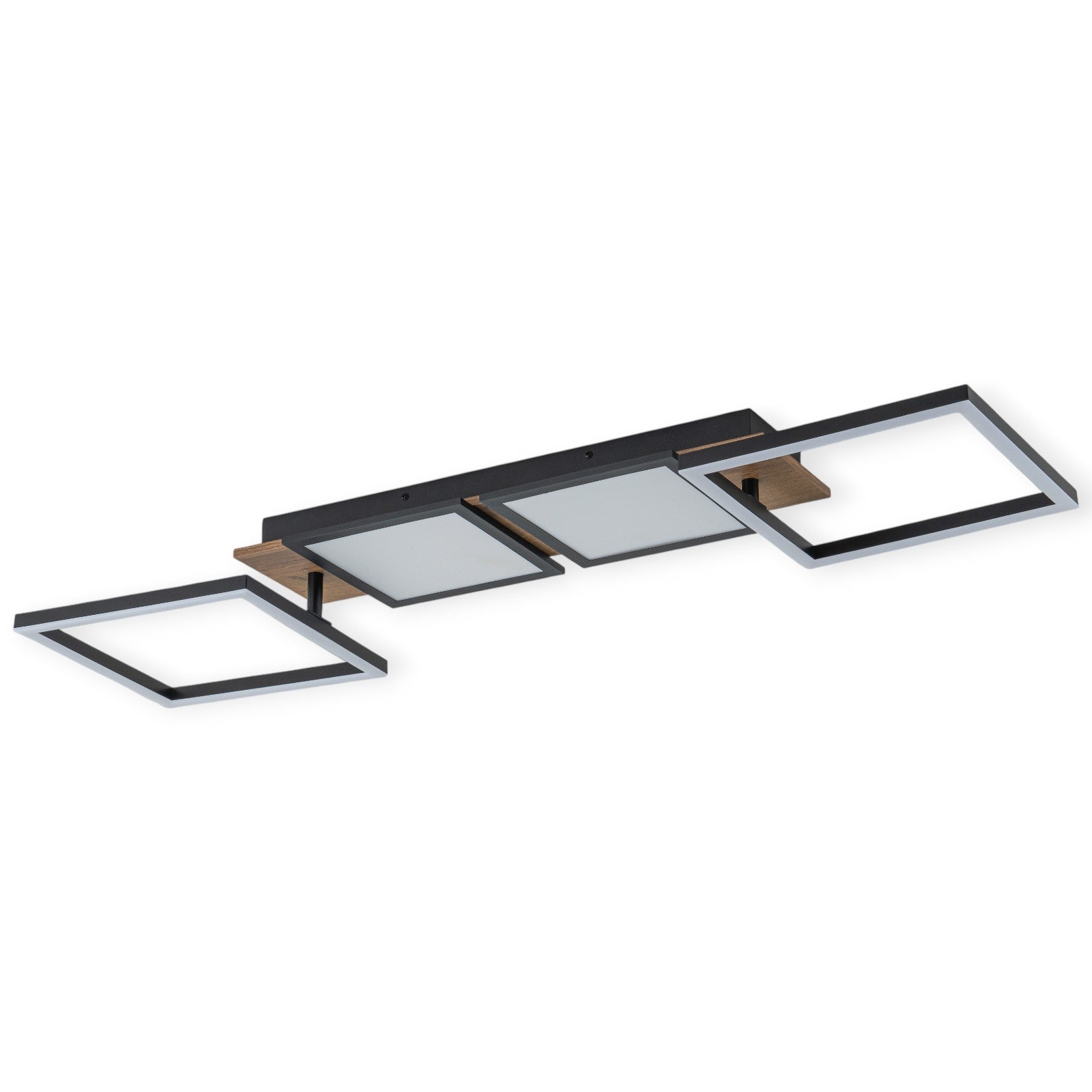 Glowlings 4-Light Farmhouse 39"Wide Large 360° Rotated Square LED Wood Flush Mount