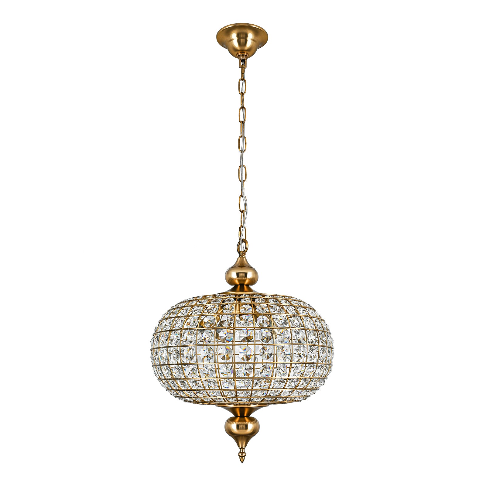 Glowlings 4-Light Empire Vintage 16"Wide Brass Globe Crystal Chandelier
