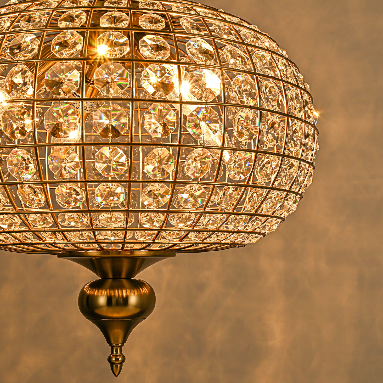 Glowlings 4-Light Empire Vintage 16"Wide Brass Globe Crystal Chandelier