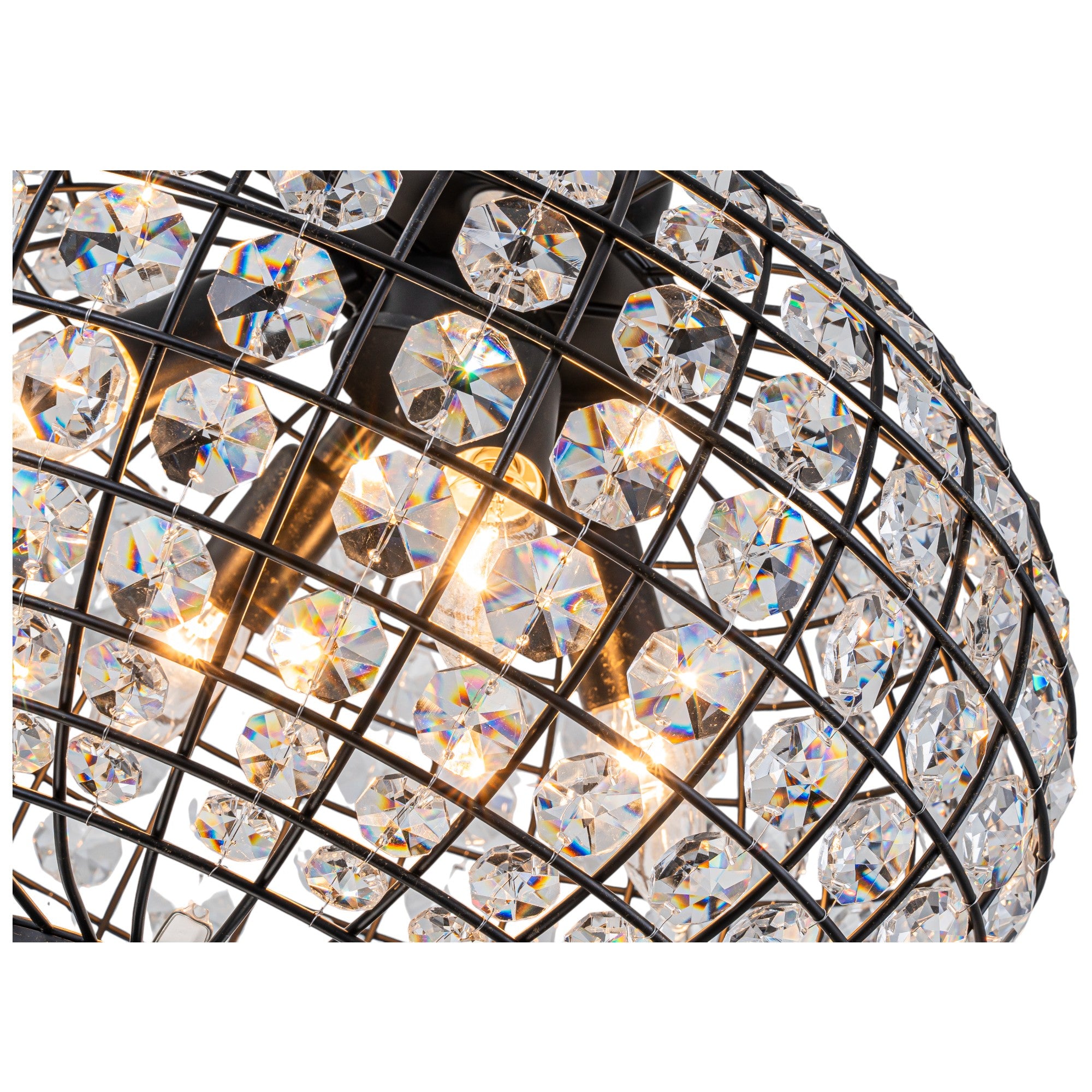 Glowlings 4-Light Empire Vintage 16"Wide Brass/Black Globe Crystal Chandelier