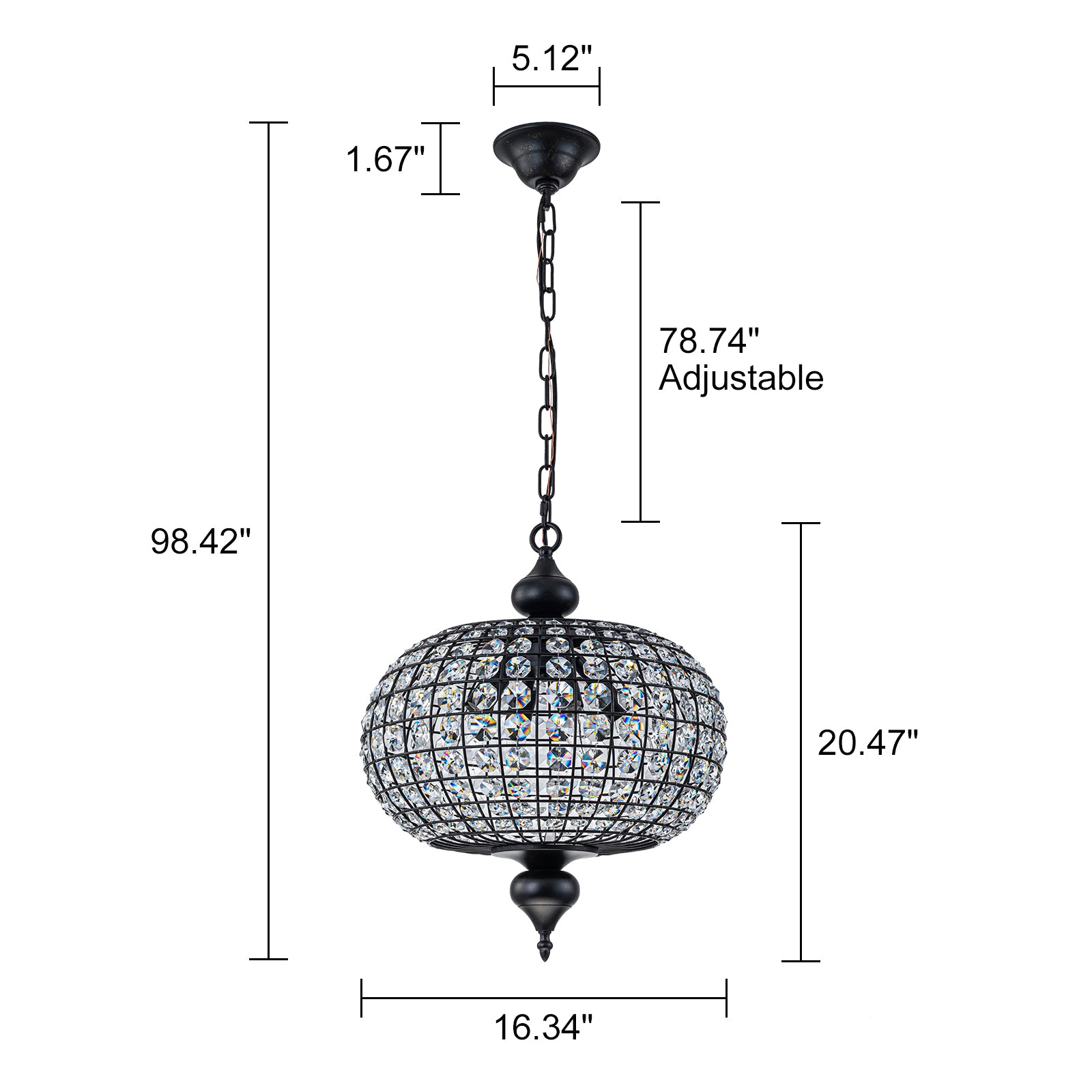 Glowlings 4-flammiger Empire-Kronleuchter im Vintage-Stil, 40,6 cm breit, Messing, Kugel-Kristall