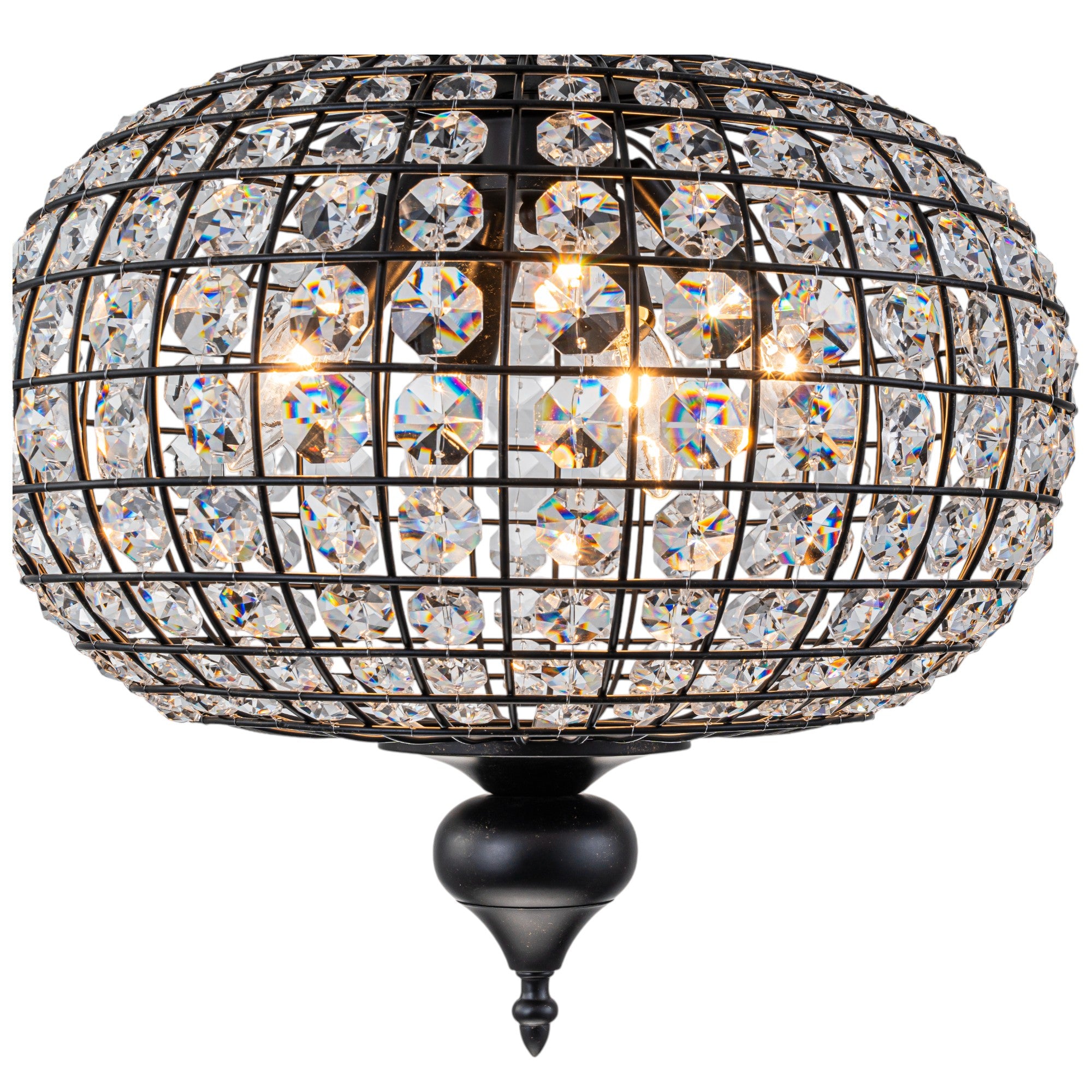 Glowlings 4-Light Empire Vintage 16"Wide Brass/Black Globe Crystal Chandelier