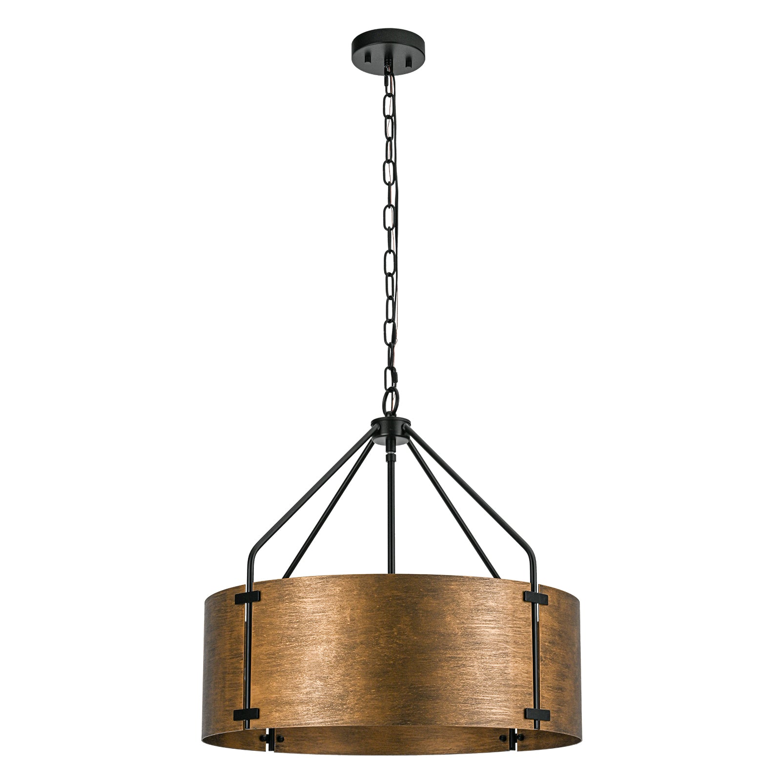 Glowlings 4-Light Industrial 22"Wide Large Rustic Bronze Metal Drum Pendant Light
