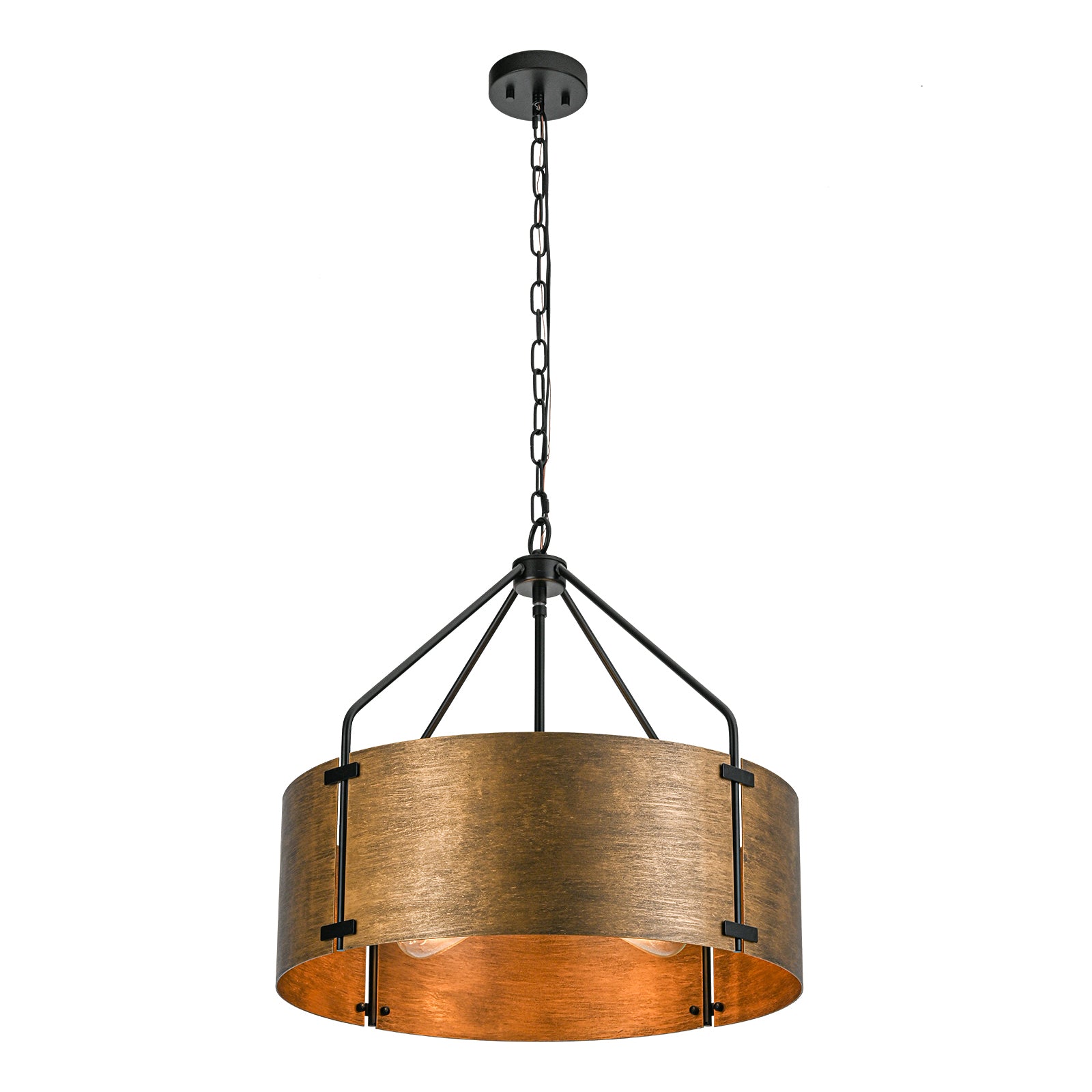Glowlings 4-Light Industrial 22"Wide Large Rustic Bronze Metal Drum Pendant Light