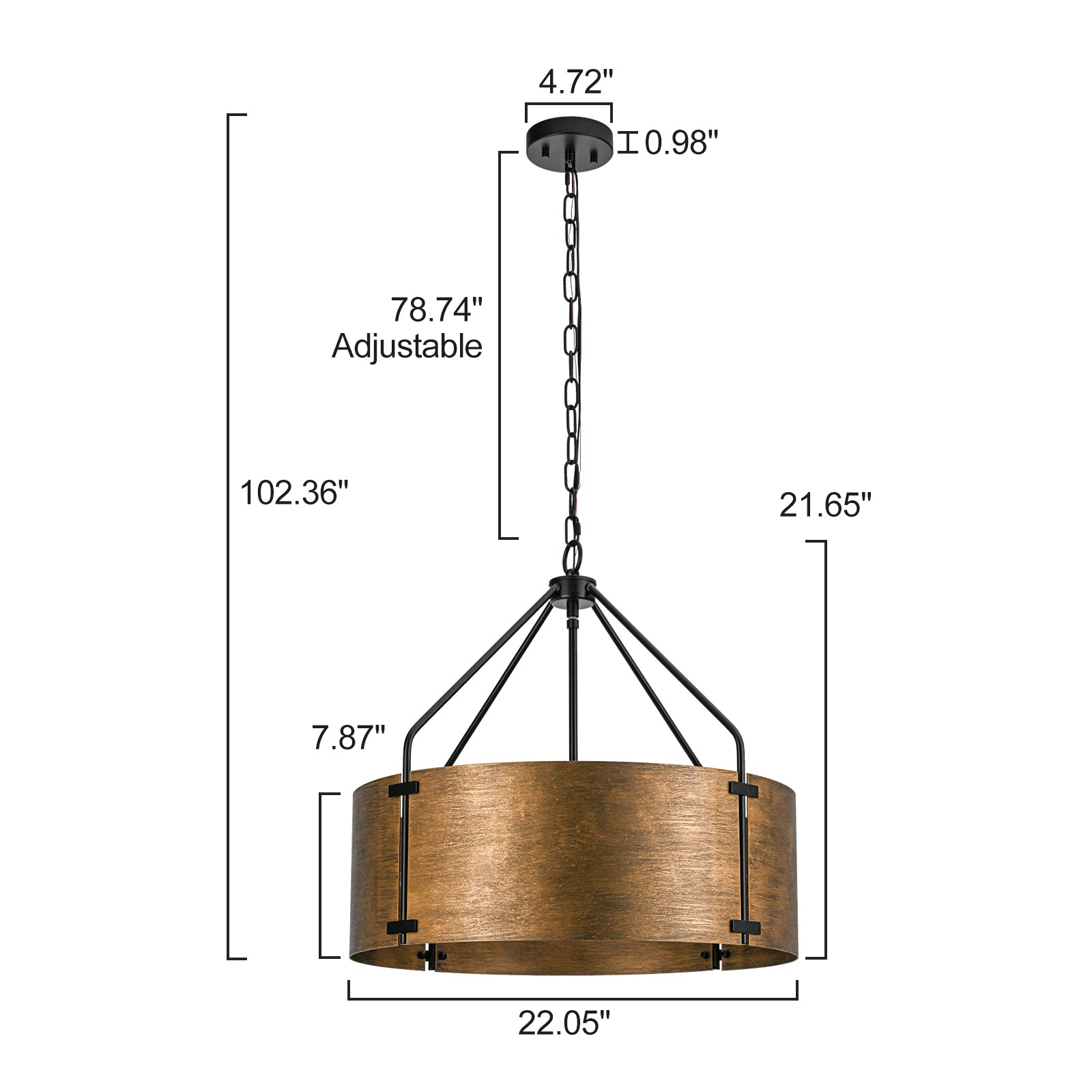 Glowlings 4-Light Industrial 22"Wide Large Rustic Bronze Metal Drum Pendant Light