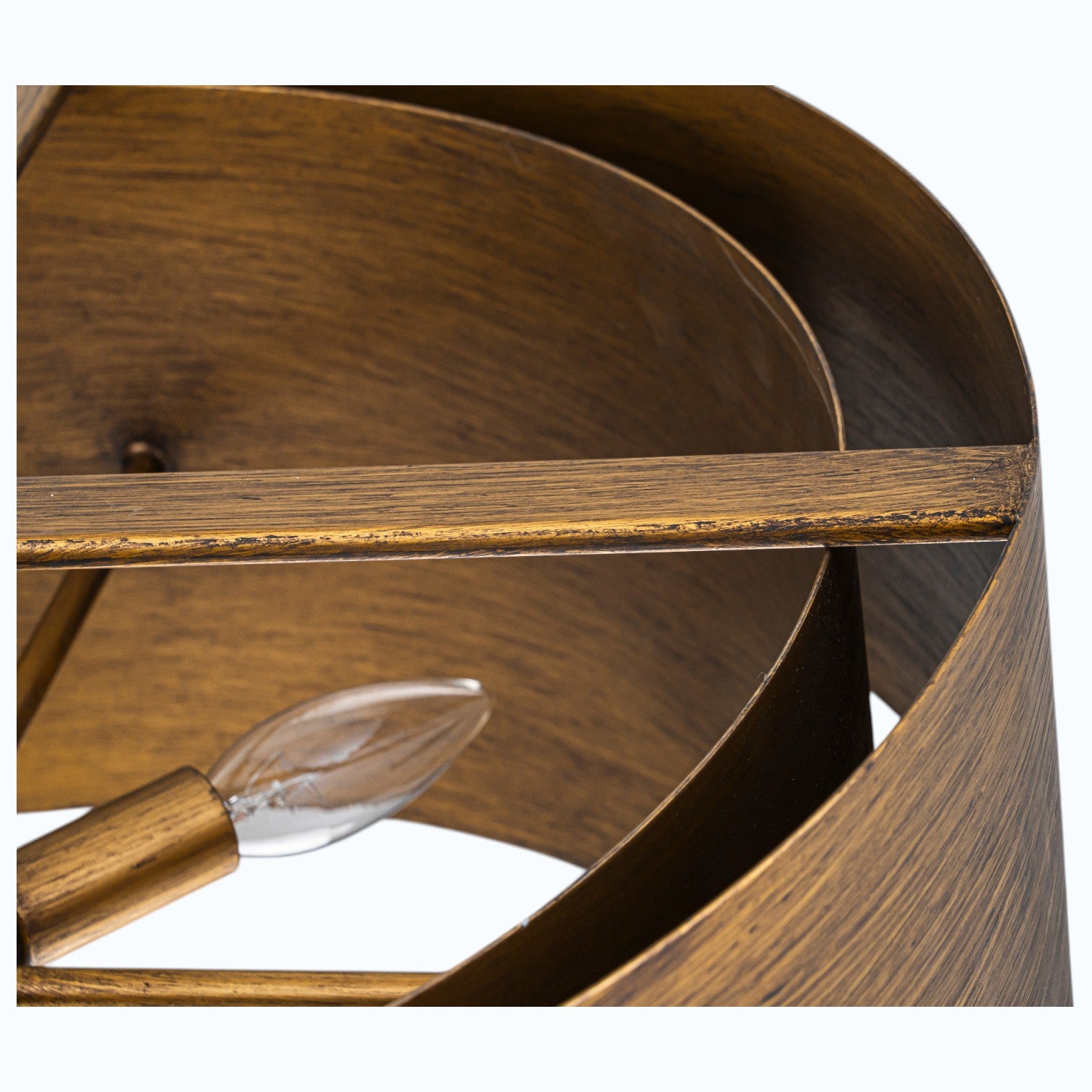 Glowlings 4-Light Industrial 2-Tiered Brushed Brass Metal Drum Chandelier Converts To Semi-Flush Mount