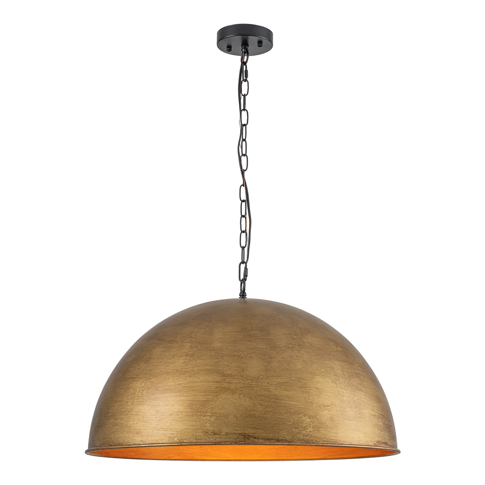 Glowlings 4-Light Industrial 24"Wide Large Metal Antique Brass Copper Dome Pendant Light