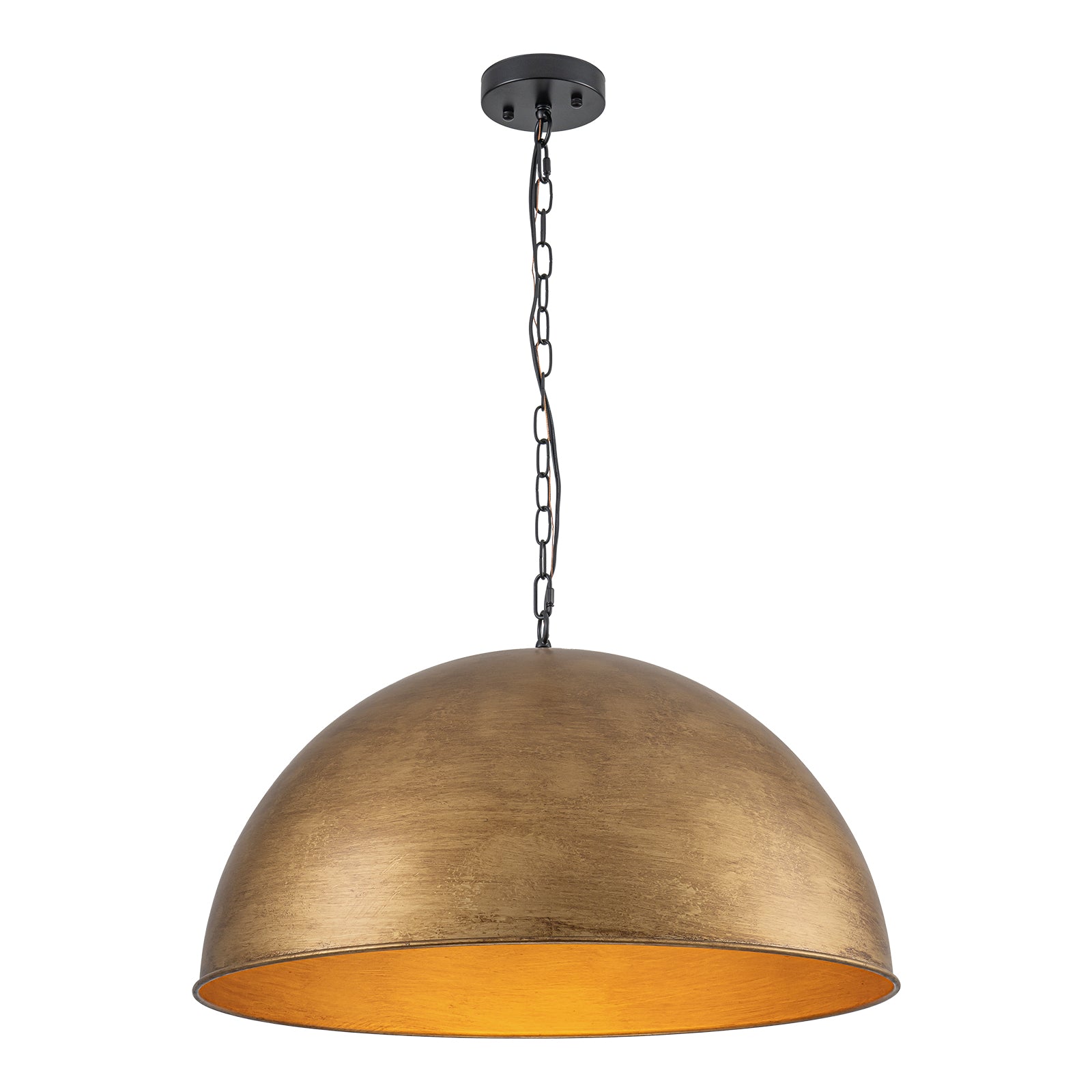 Glowlings 4-Light Industrial 24"Wide Large Metal Antique Brass Copper Dome Pendant Light