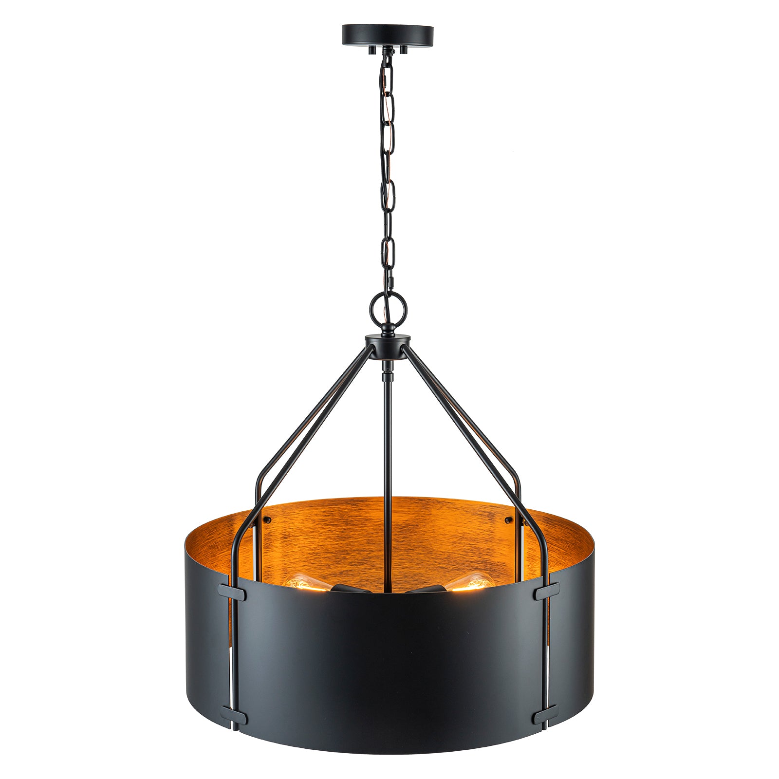 Glowlings 4-Light Industrial 22"Wide Large Rustic Bronze Metal Drum Pendant Light