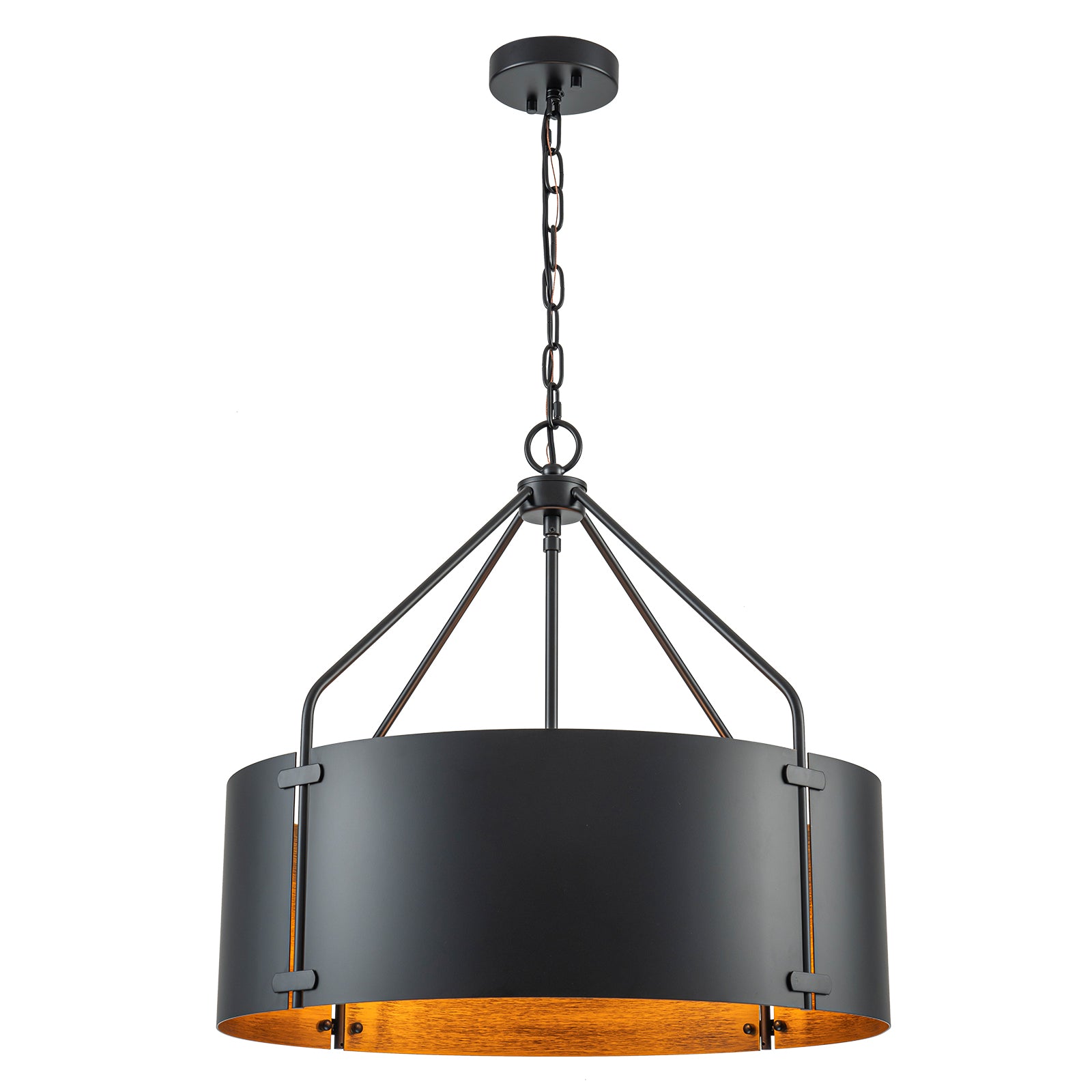Glowlings 4-Light Industrial 22"Wide Large Rustic Bronze Metal Drum Pendant Light