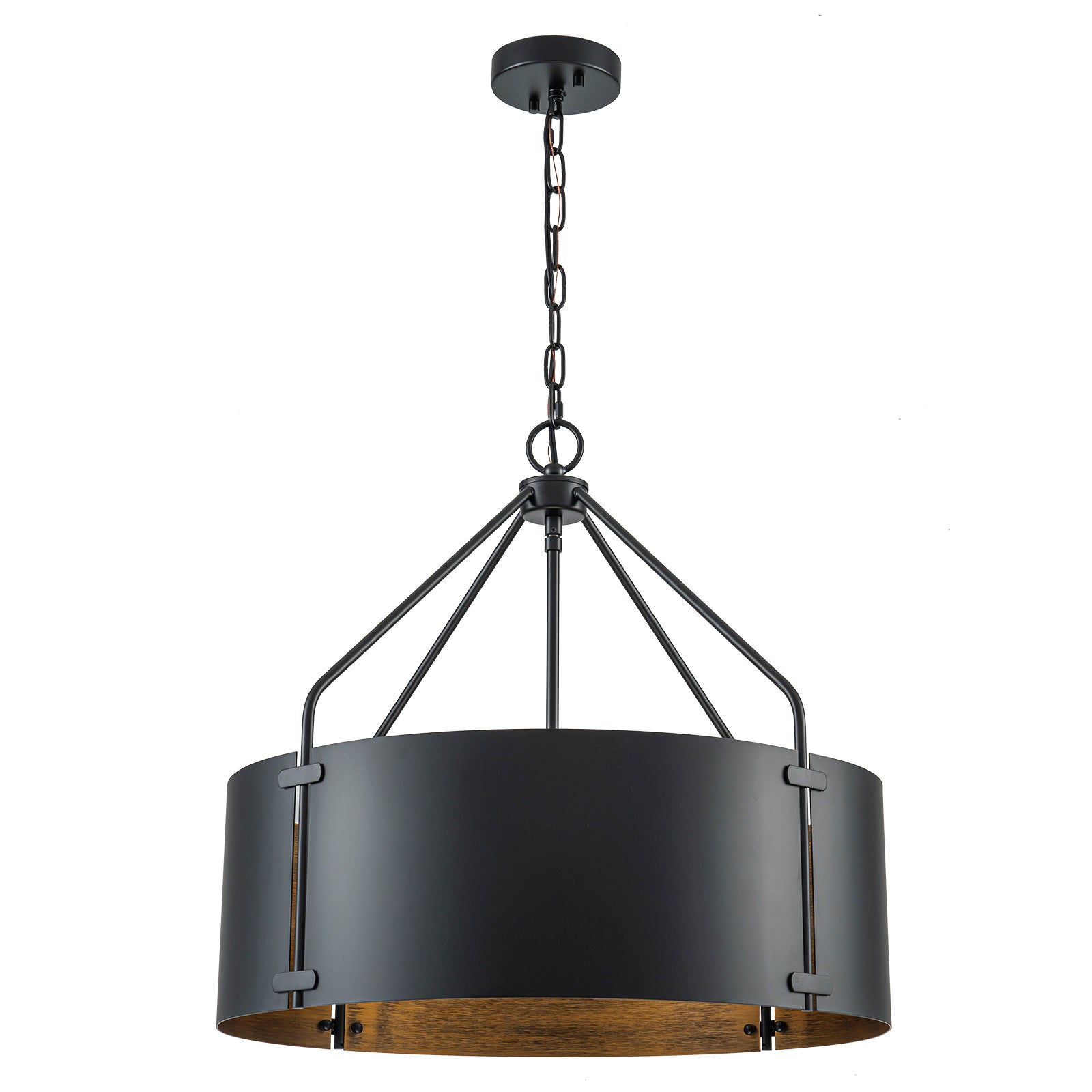 Glowlings 4-Light Industrial 22"Wide Large Rustic Bronze Metal Drum Pendant Light