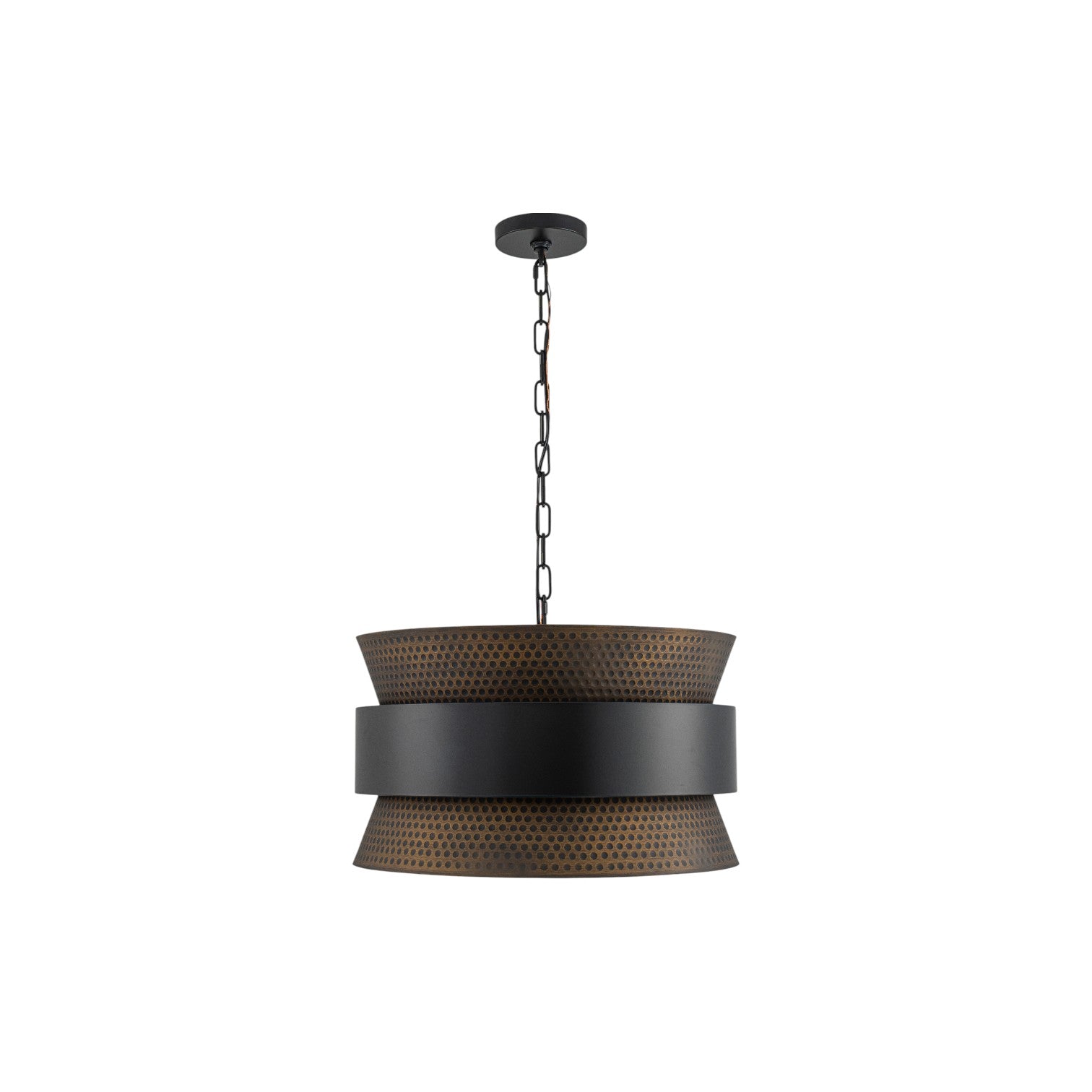 Glowlings 4-Light Industrial 20"Wide Hammered Drum Pendant Light Oil Rubbed Bronze Chandelier with Mesh Shade