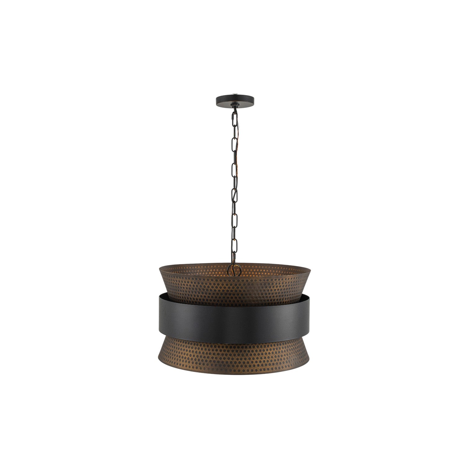 Glowlings 4-Light Industrial 20"Wide Hammered Drum Pendant Light Oil Rubbed Bronze Chandelier with Mesh Shade