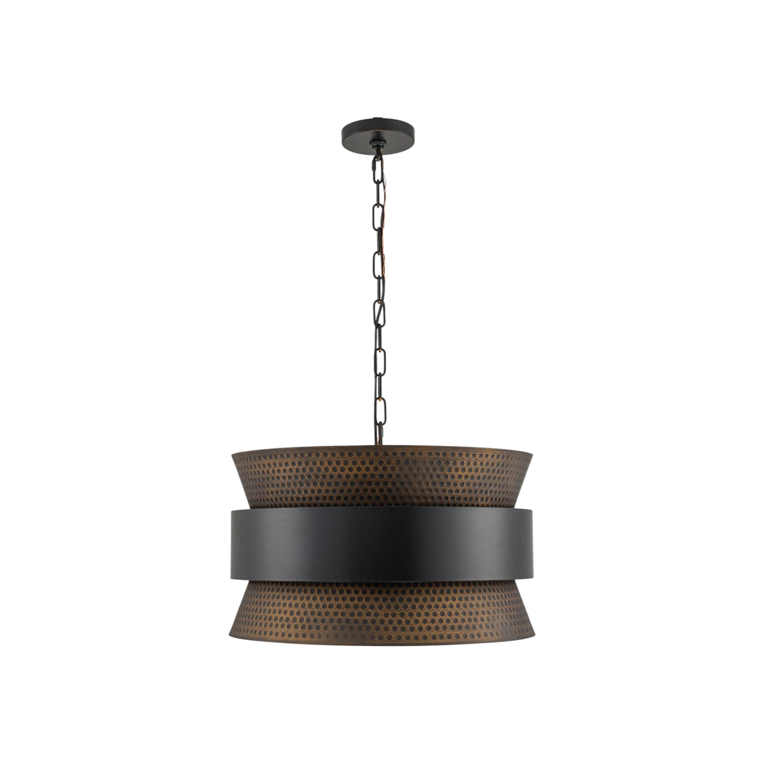 Glowlings 4-Light Industrial 20"Wide Hammered Drum Pendant Light Oil Rubbed Bronze Chandelier with Mesh Shade