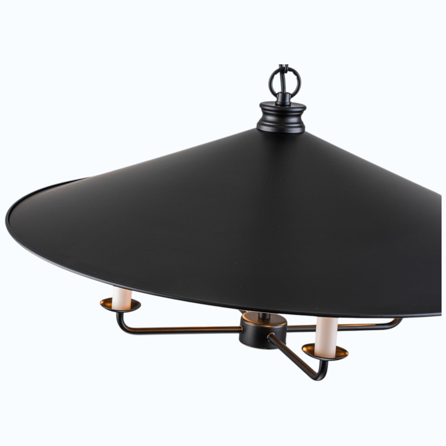 Glowlings 4-Light Industrial Rustic Black Metal Dome Chandelier with Gold Interior Island Pendant Light