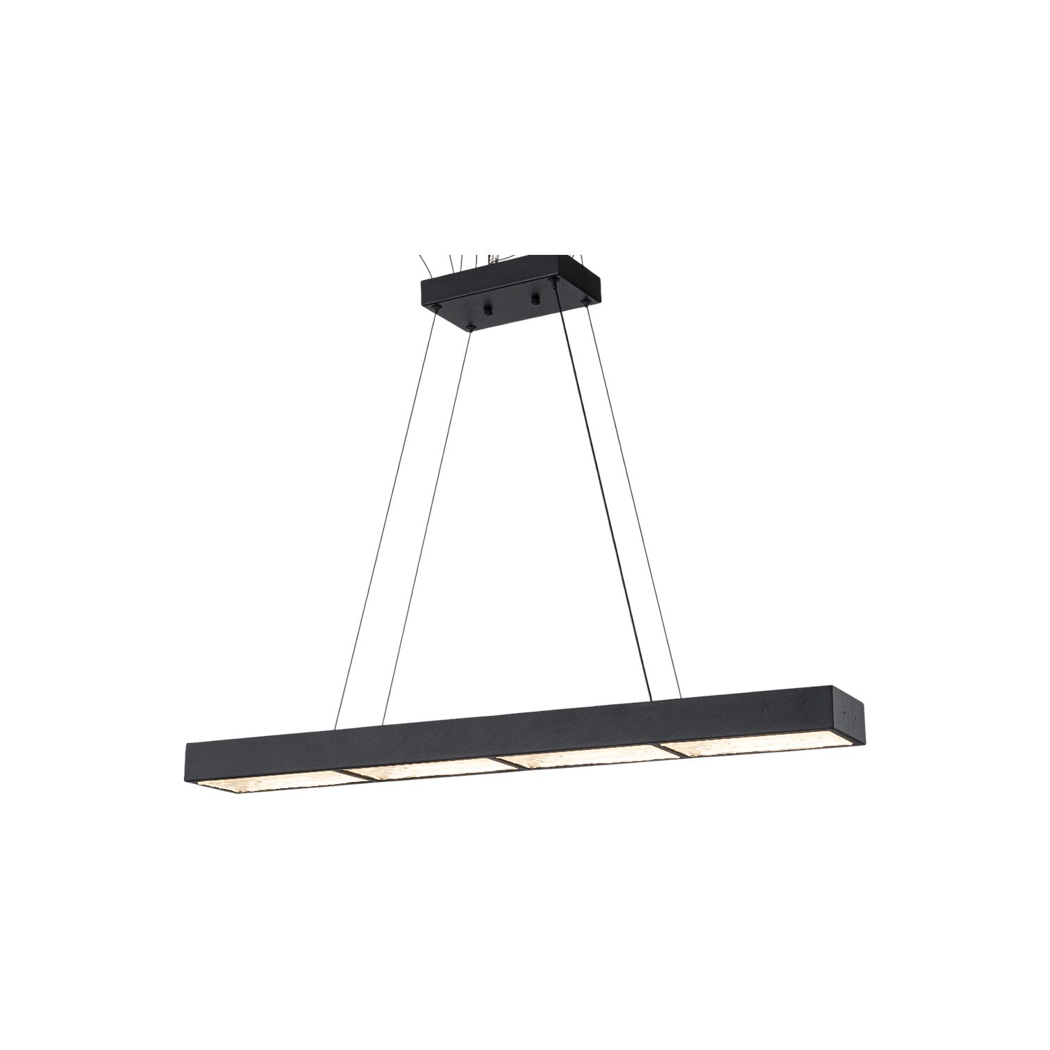 Glowlings 4-Light Modern Matte Black Rectangular 3000K Dimmable Linear LED Textured Glass Pendant Light